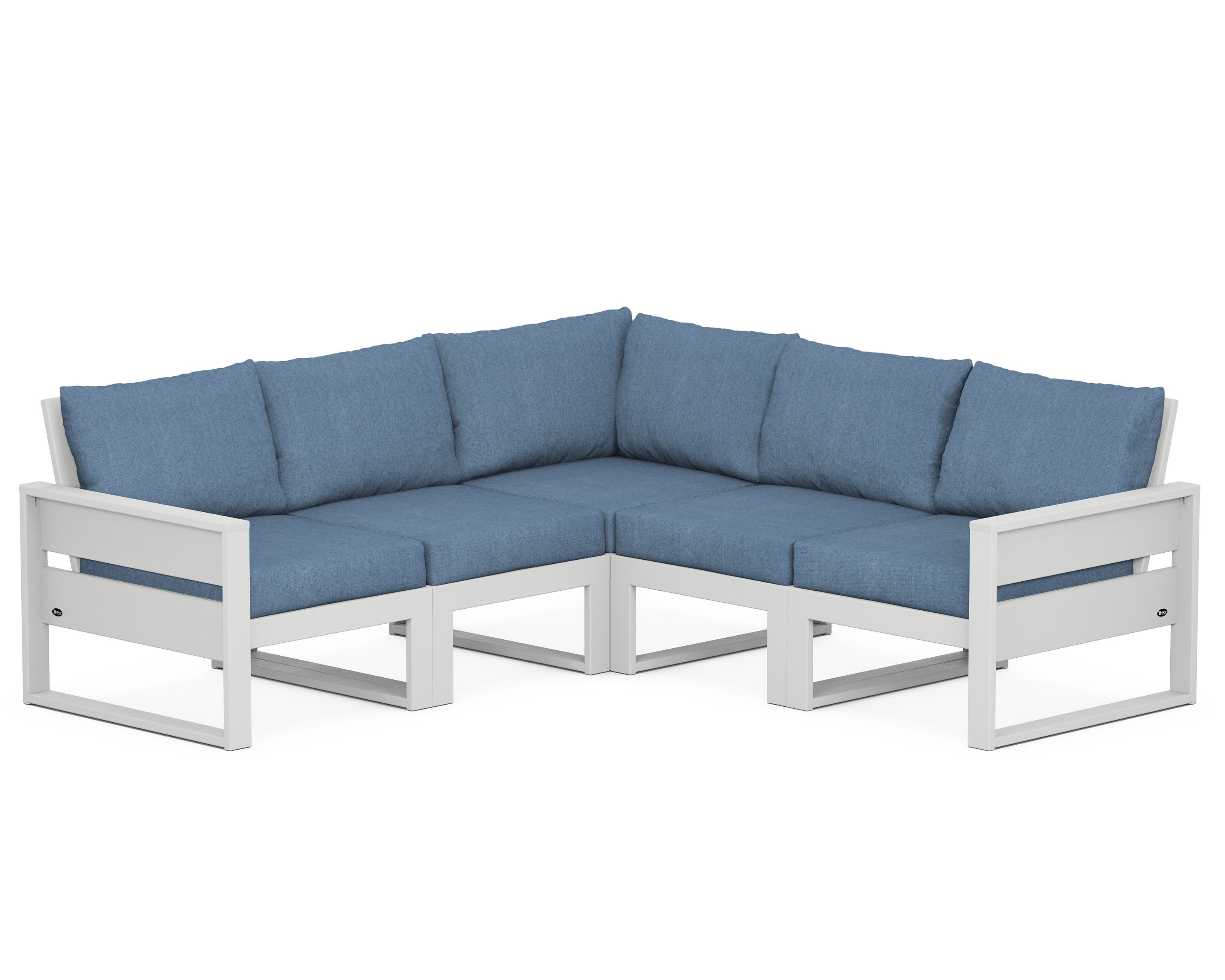 Trex Outdoor Furniture TXS784-2-CW161147 Eastport Outdoor Sectional with Blue Cushions and Plastic Frame
