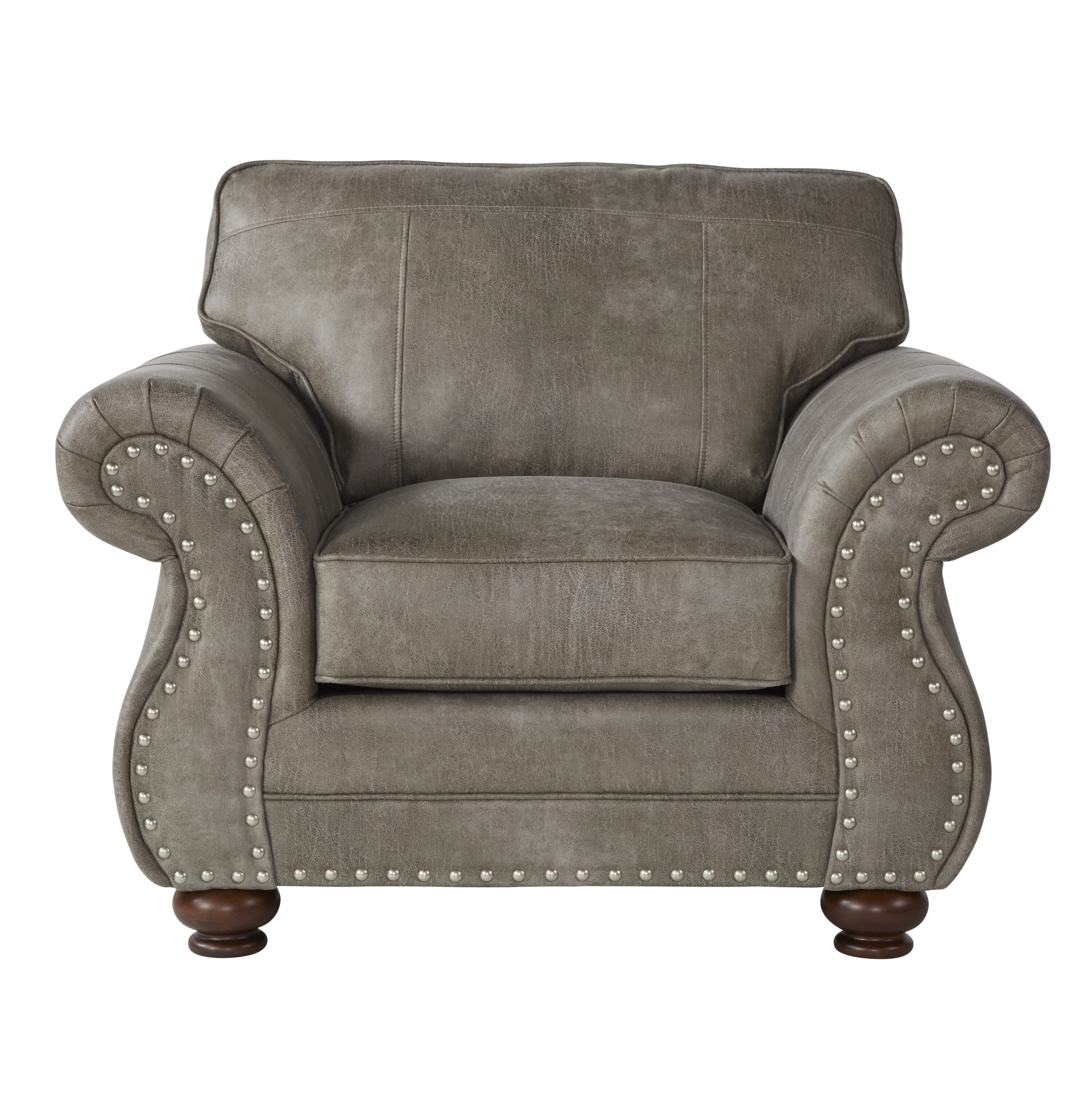 Roundhill Furniture - Leinster Modern Faux leather Grey Living Room Set