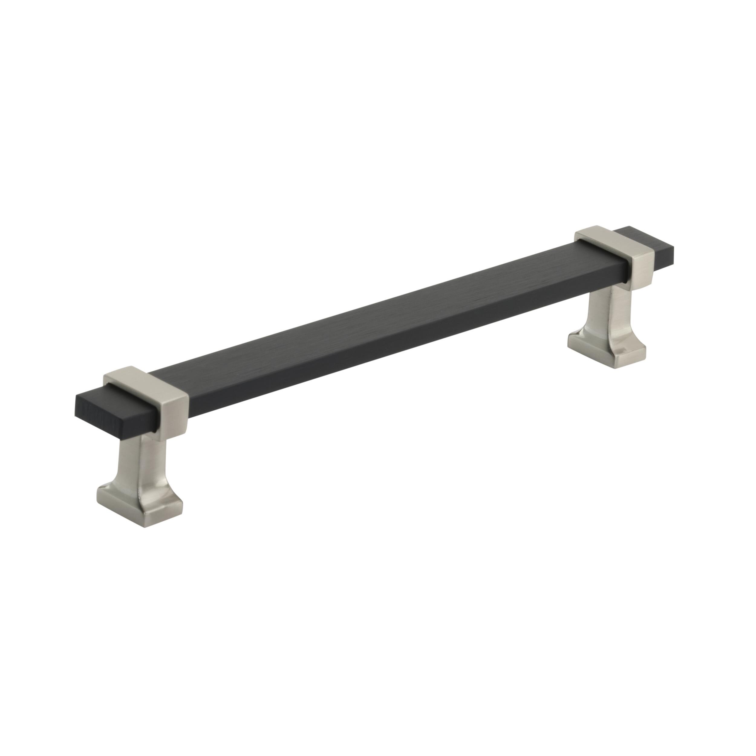 Amerock BP36683BMBG10 Overton 6-5/16-in , 160mm Center to Center Brushed Matte Black/Satin Nickel Cylindrical Bar