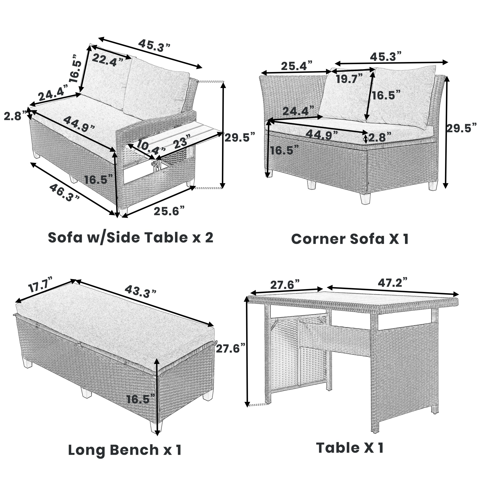 Mondawe MO-TX-0006D Patio-Dining-Sets - View #2