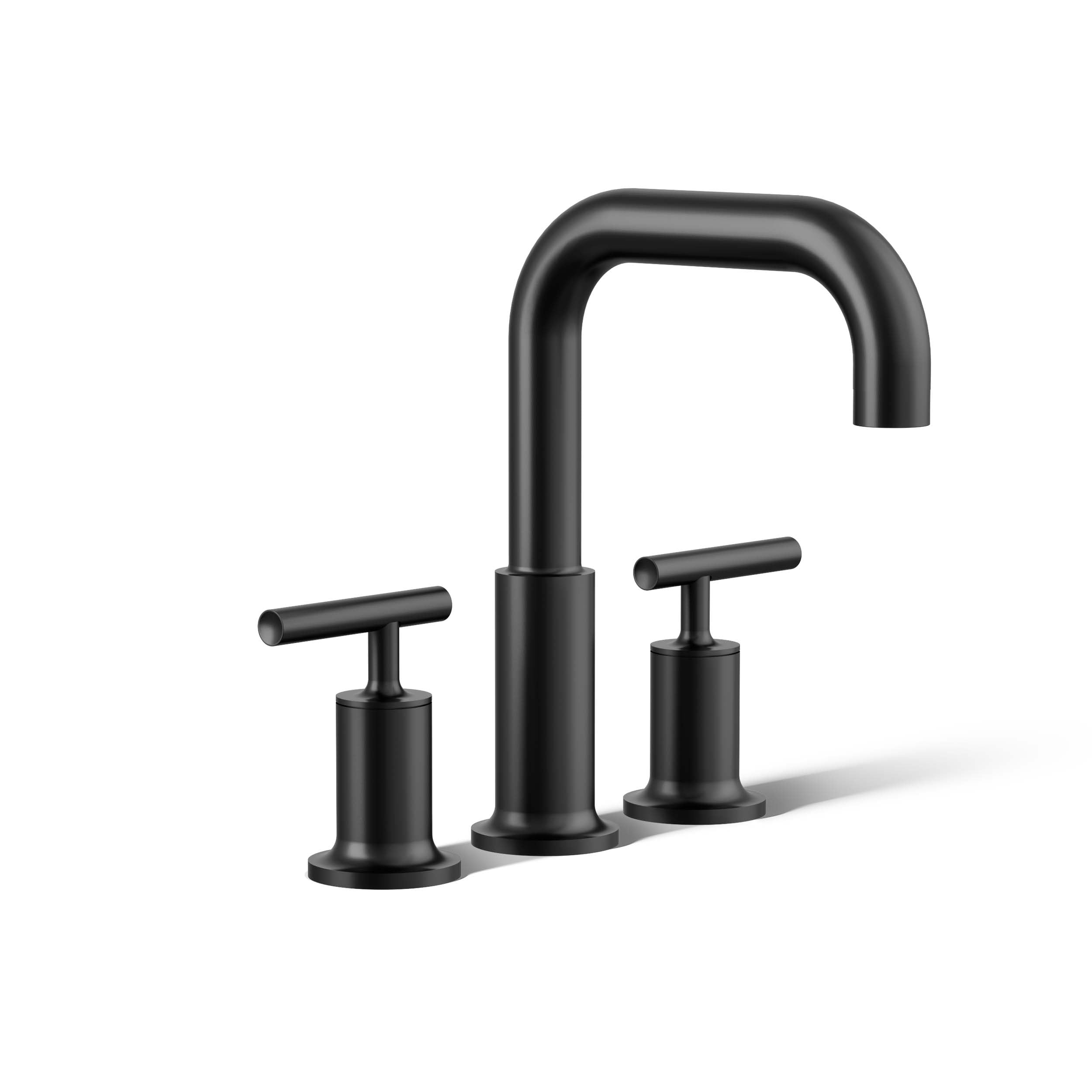 KOHLER K-T14428-4-BL Purist Matte Black 2-handle Deck-mount Roman Low-arc Bathtub Faucet