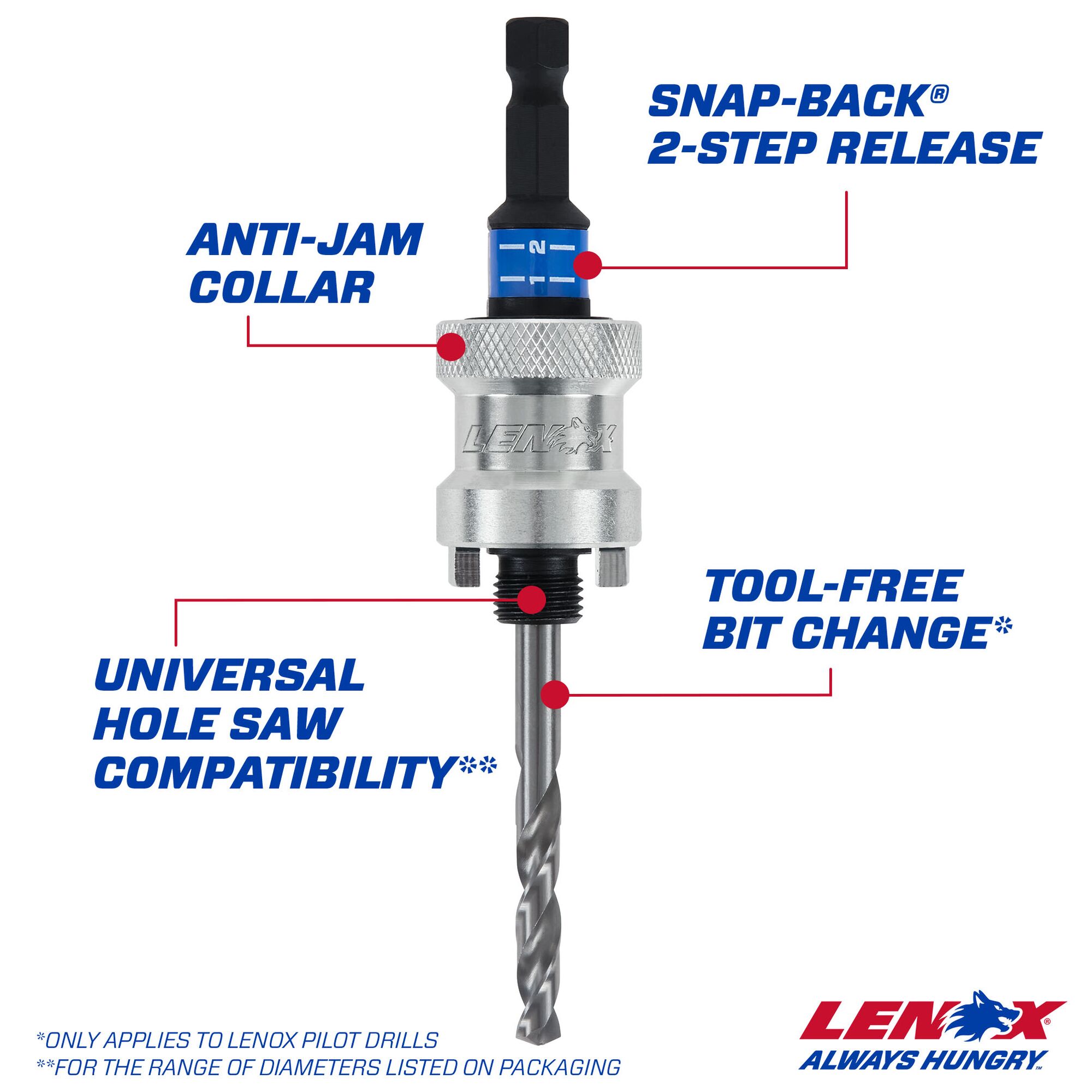 LENOX 3/8in Quick Change Steel Hole Saw Arbor in the Hole Saw Arbors