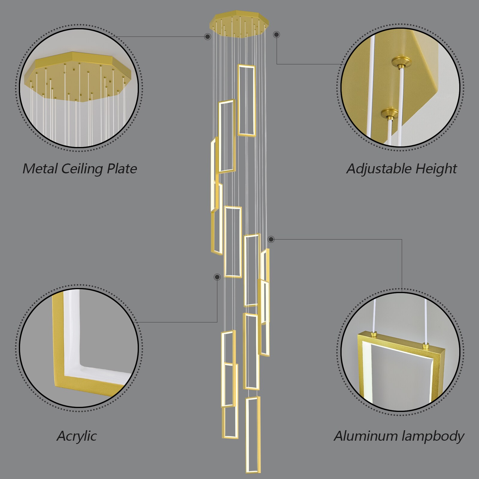 ZHLLMQ JP-205-12C-GOLD Pendant-Lights - View #3