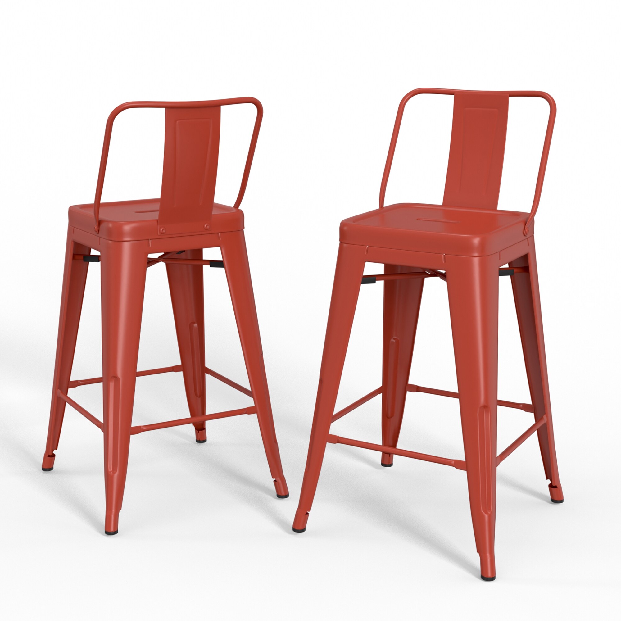 Simpli Home AXCRAY24-01-OR Rayne 2 -Set Orange 24.2-in H Counter height Square seat Metal Bar Stool and Back