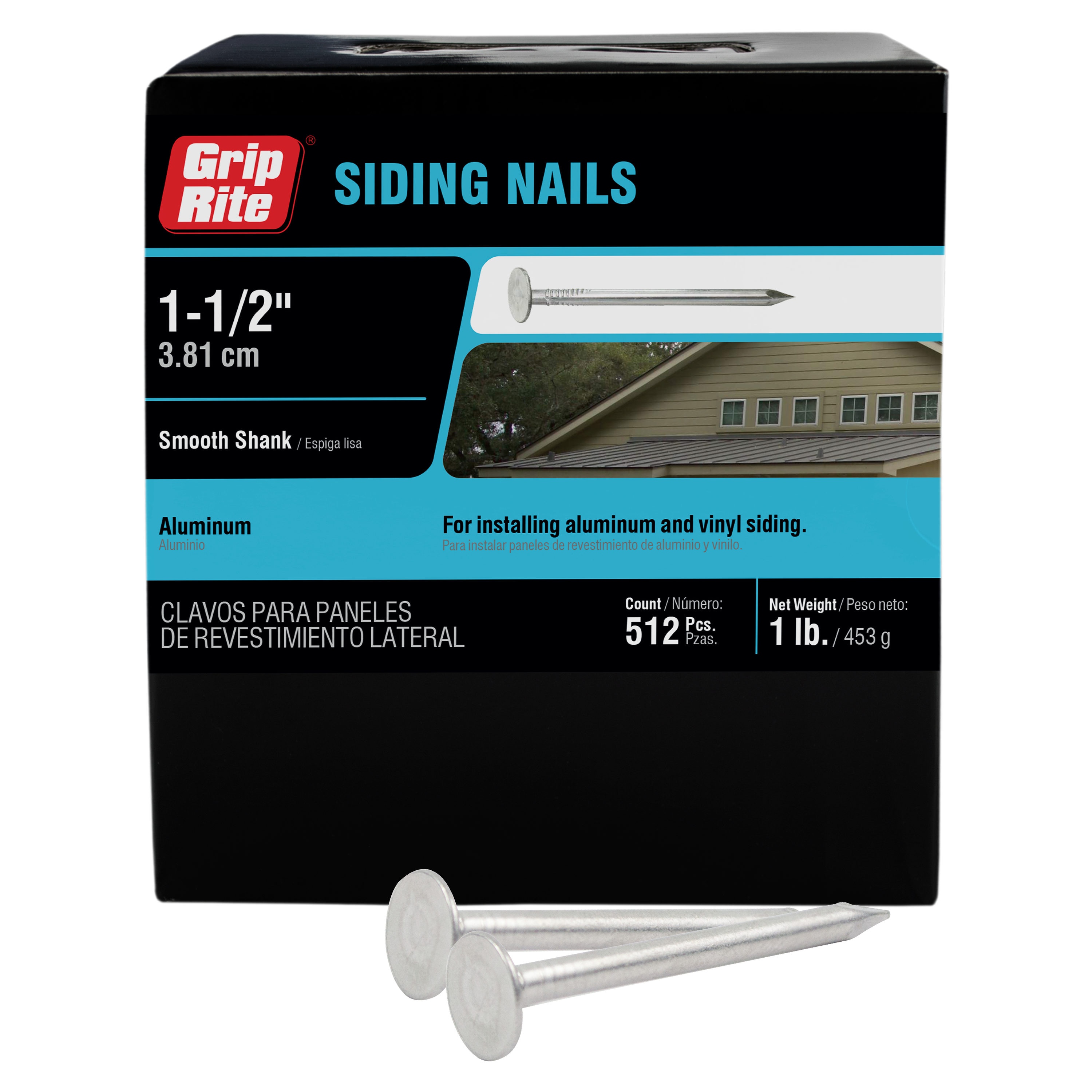 Grip-Rite 112ASDG1 1-1/2-in 12 -Gauge Coated Smooth Shank Siding Nails 512 -Per