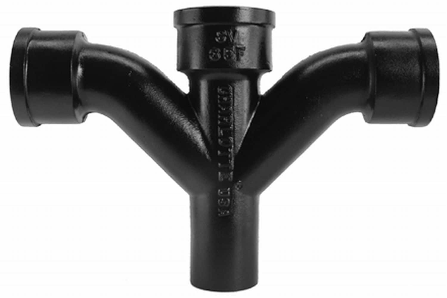 Charlotte Pipe SV  00035F 0600 2-in Black Cast Iron No Hub Wye and Eighth Bend Combo for Non-Potable Water - ASTM A74 Approved, NSF Safety Listed - Premier Piping System