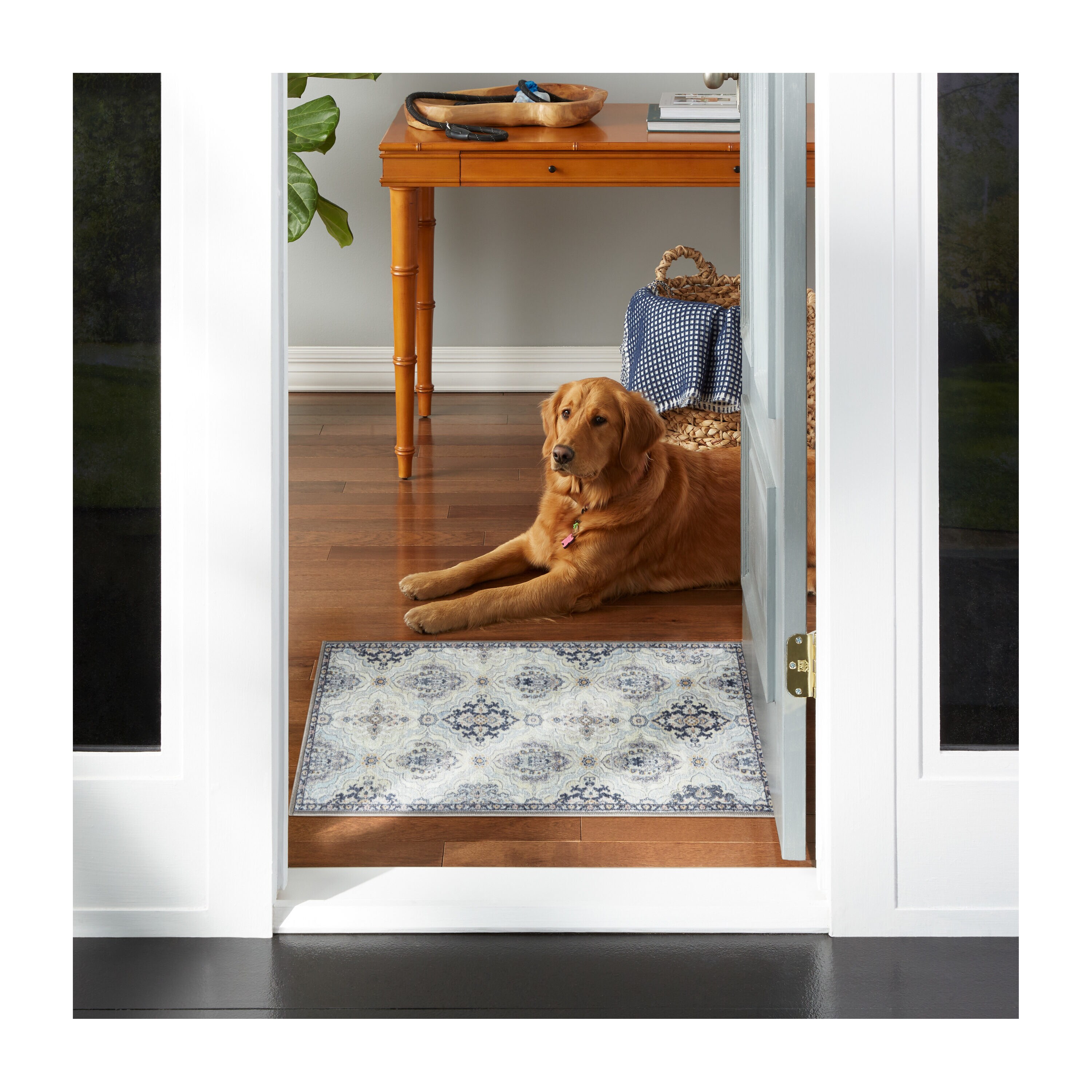 Town & Country Living 5-134024-451 Avani 2 x 3 (ft) Loomed Polyester Grey Rectangular Indoor Floral/Botanical Machine washable Runner rug