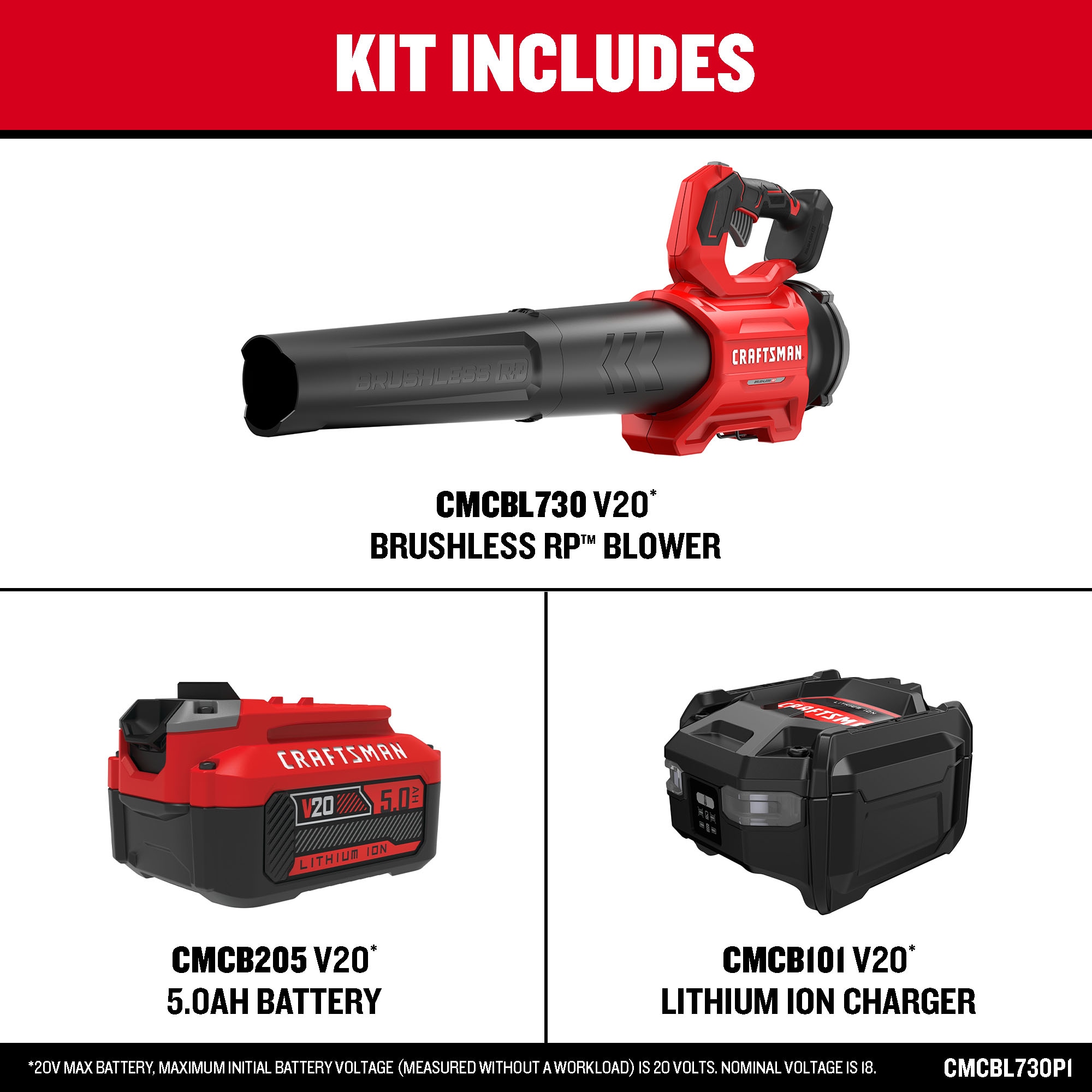 CRAFTSMAN V20 Brushless RP 20-volt Max 410-CFM 110-MPH Battery Handheld Leaf Blower 5 Ah (Battery and Charger Included) CMCBL730P1 Sansujyuku sansujyuku.com