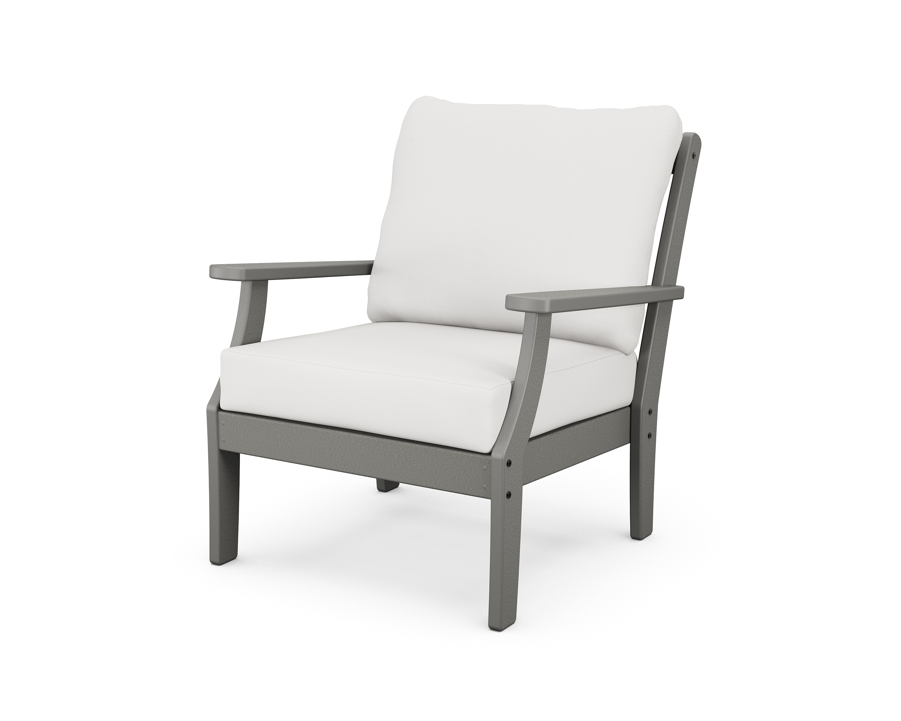 Stepping Stone Gray HDPE Frame Outdoor Chair with Off-White Cushions