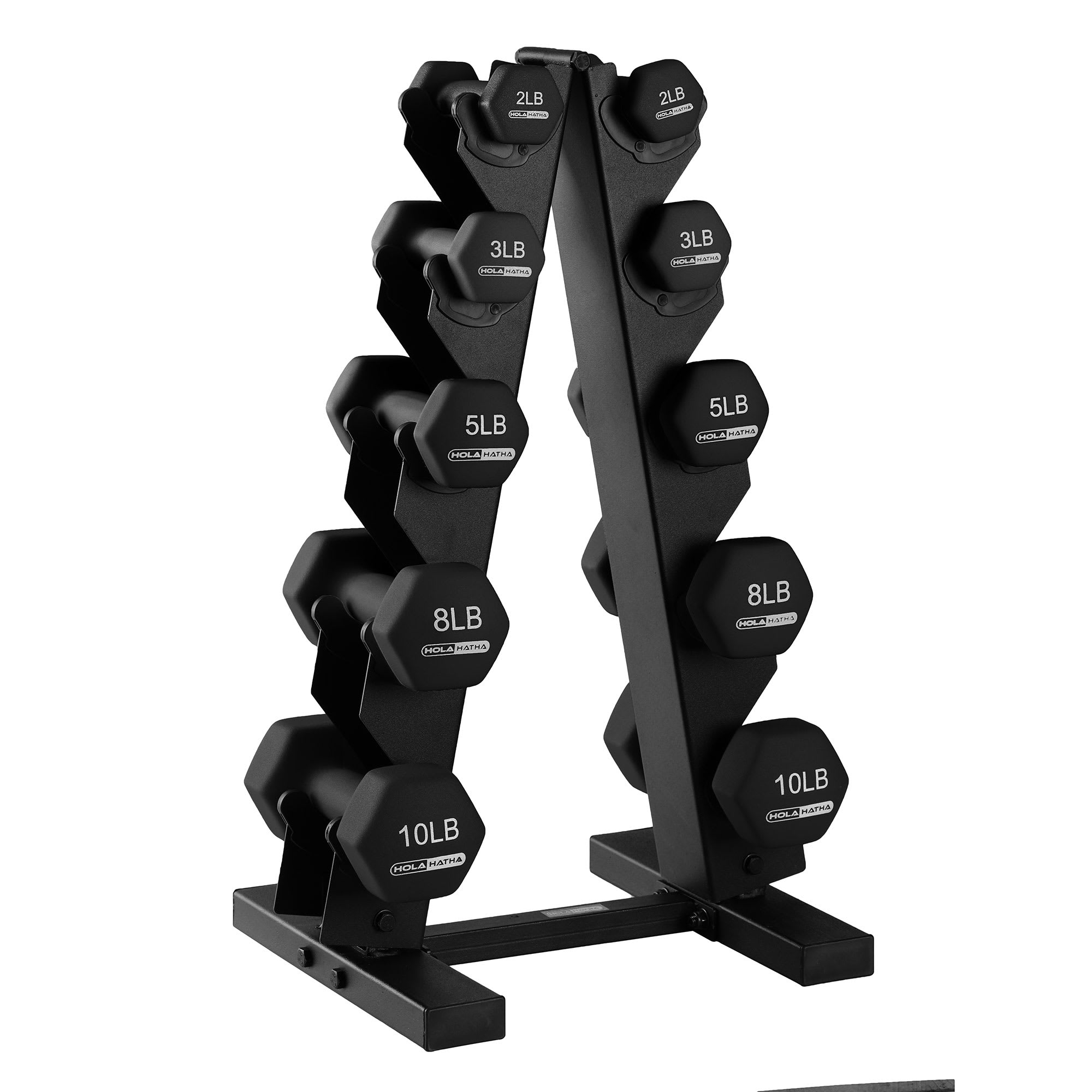HolaHatha 325271 Neoprene Dumbbell Weight Set w/Storage Rack