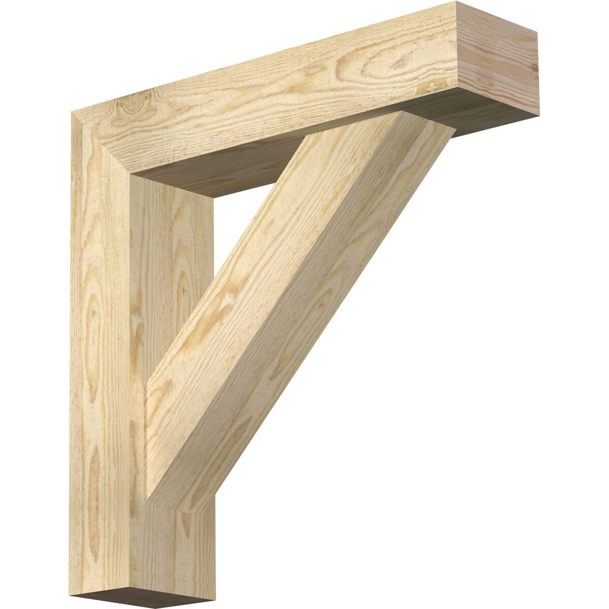 Ekena Millwork 1464945 Traditional block rough sawnbracket with offset brace 6-in x 24-in x 24-in Douglas fir Brown Wood Standard bracket