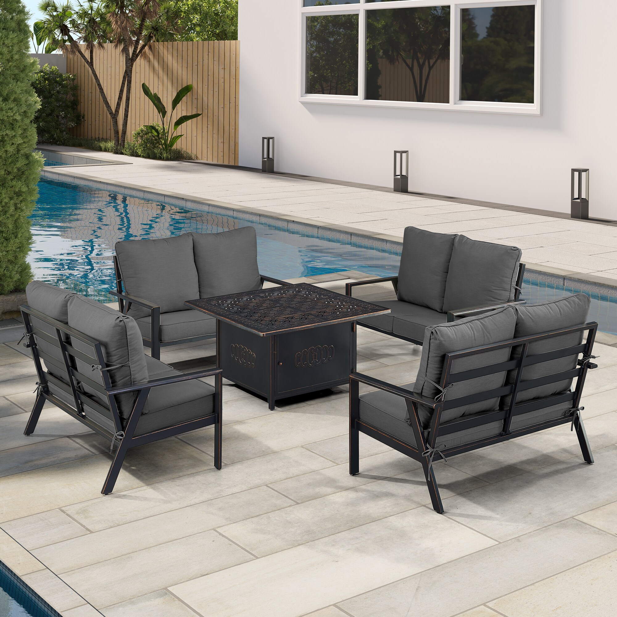 Oakland Living LUX4LSRONINBKCUA Patio-Conversation-Sets - View #3
