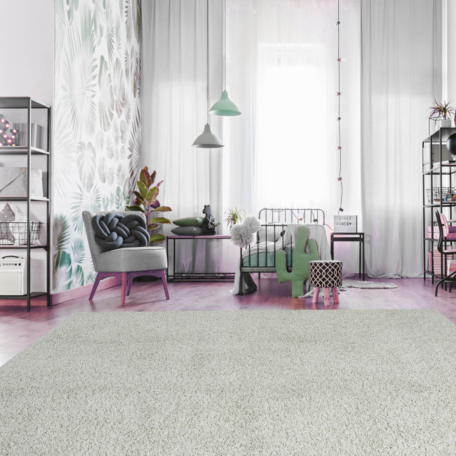 Garvee YXY-LO-PHO-0RQYMS0T 11 x 15 (ft) Loomed Oatmeal Rectangular Indoor Solid Mid-Century Modern Machine washable Area rug