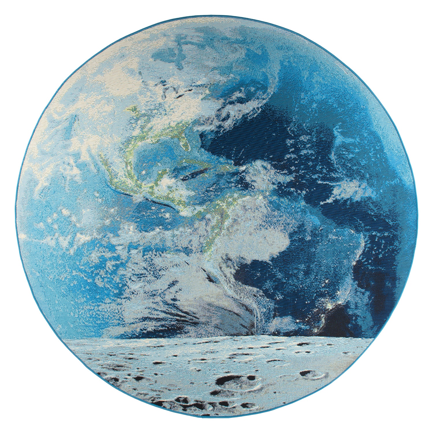 World Rug Gallery 436BLUE6RND 6 x 6 (ft) Loomed Polyester Blue Round Indoor/Outdoor Abstract Global Area rug