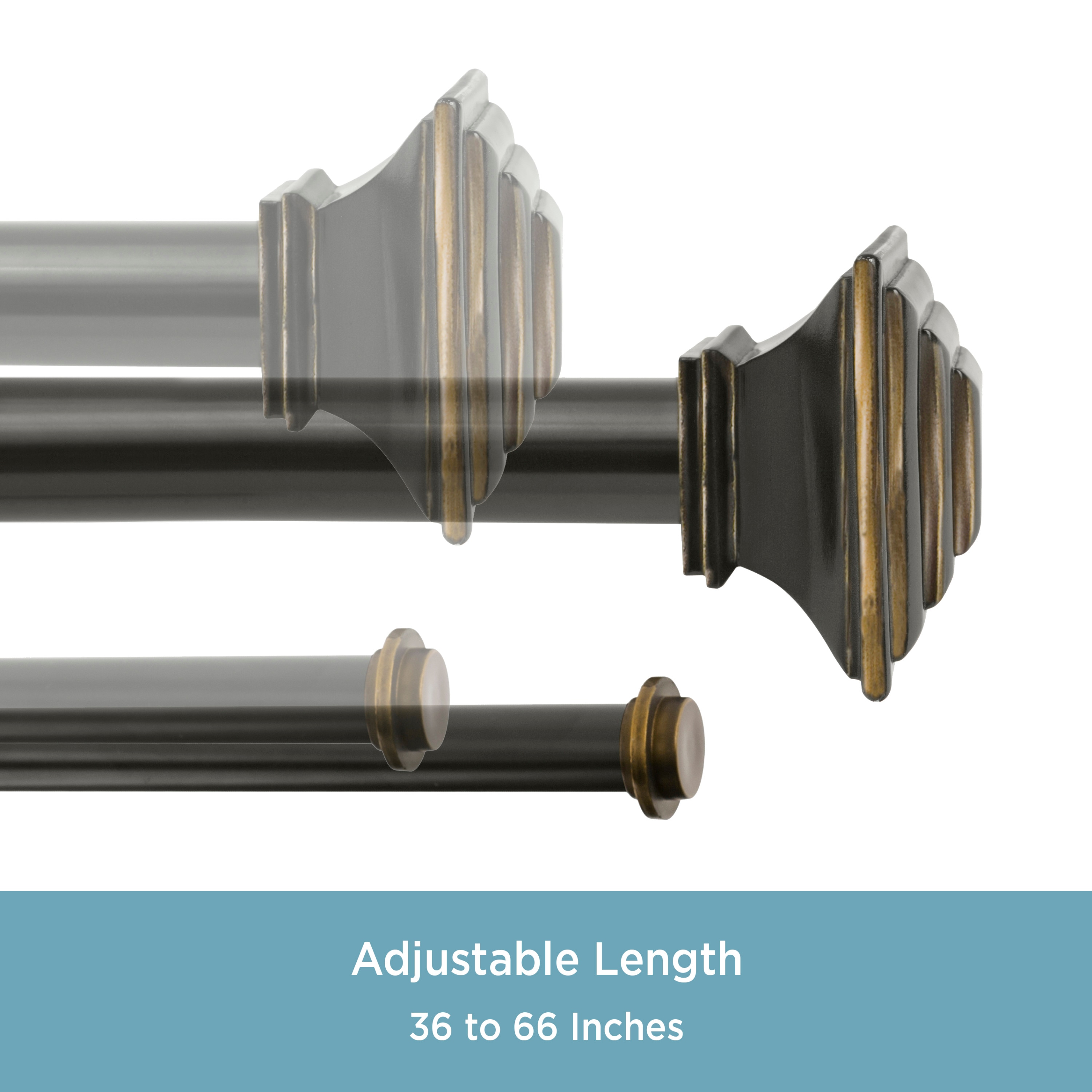 Oil Rubbed Bronze Adjustable Double Curtain Rod Set