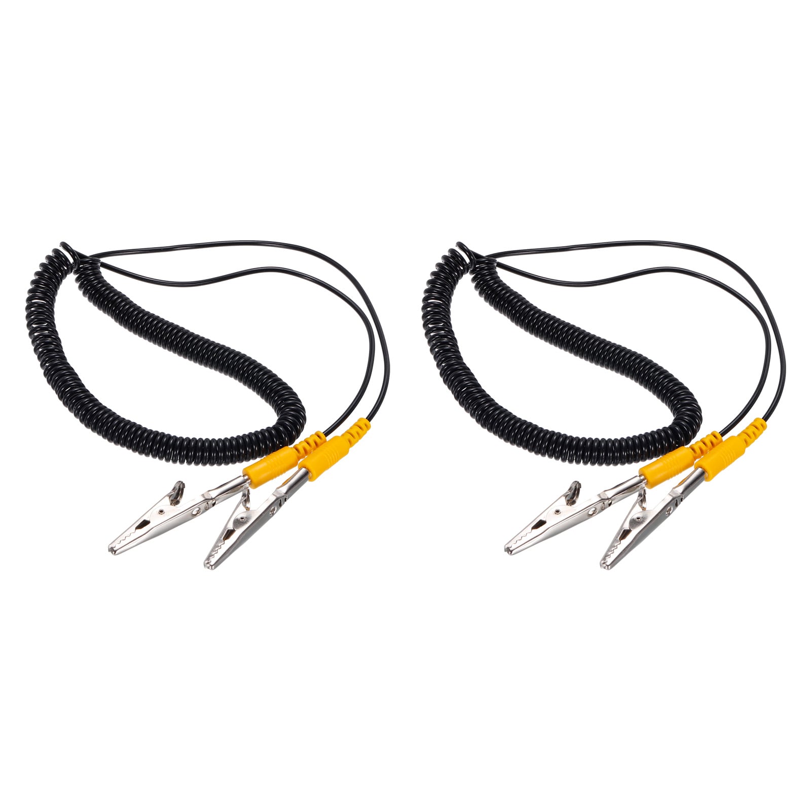 Unique Bargains ESD Grounding Cable Cord with Alligator Clip 3.0m/118 Inch Yellow Anti-Static Ground Wire Elastic Cable for Eliminating Conductor Electrostatic 2pcs #S26021200UX7570