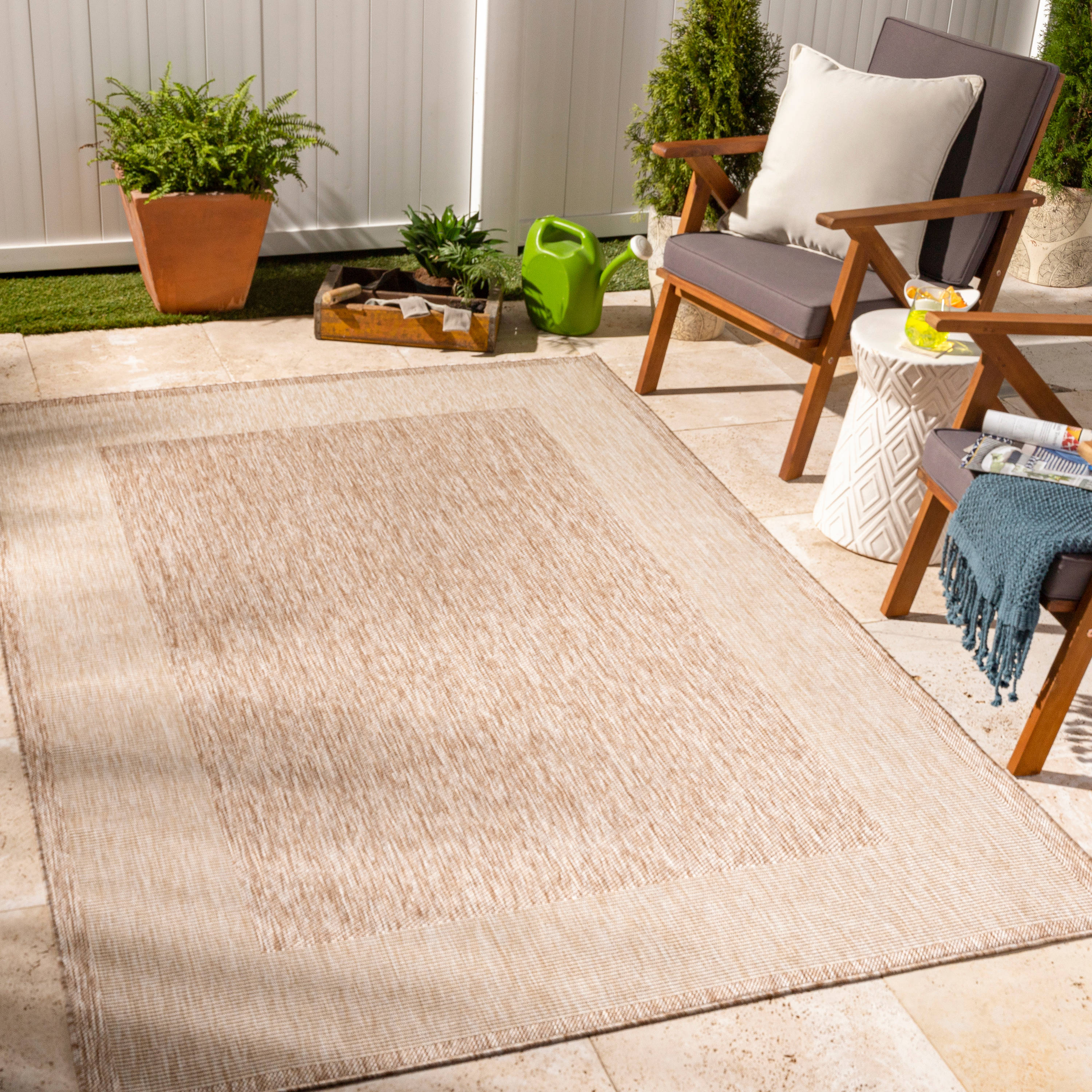 Livabliss TRG2368-537 Tuareg 5 x 7 (ft) Polypropylene Brown Rectangular Indoor/Outdoor Border Farmhouse/Cottage Area rug