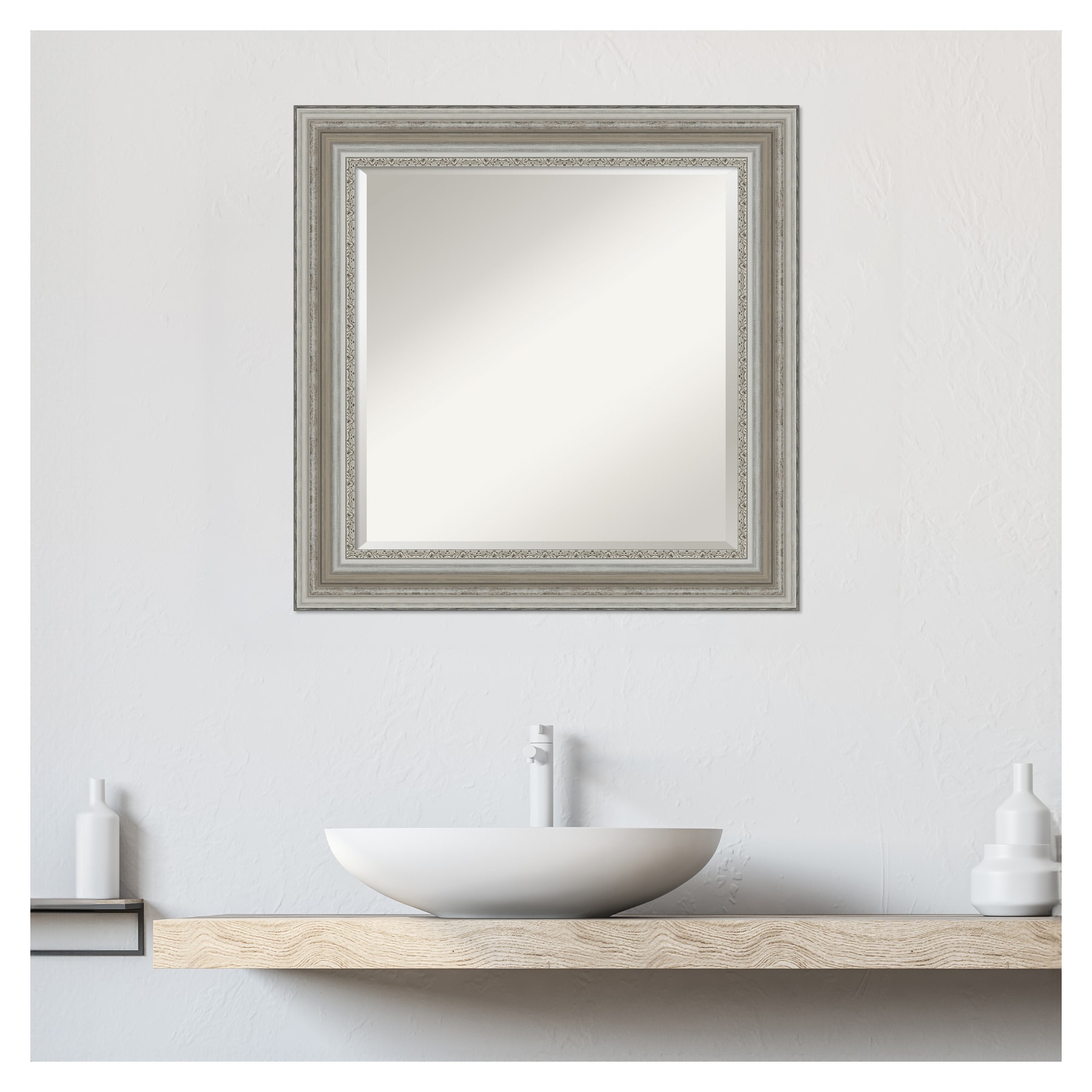Parlor Silver Beveled Glass Bathroom Vanity Mirror