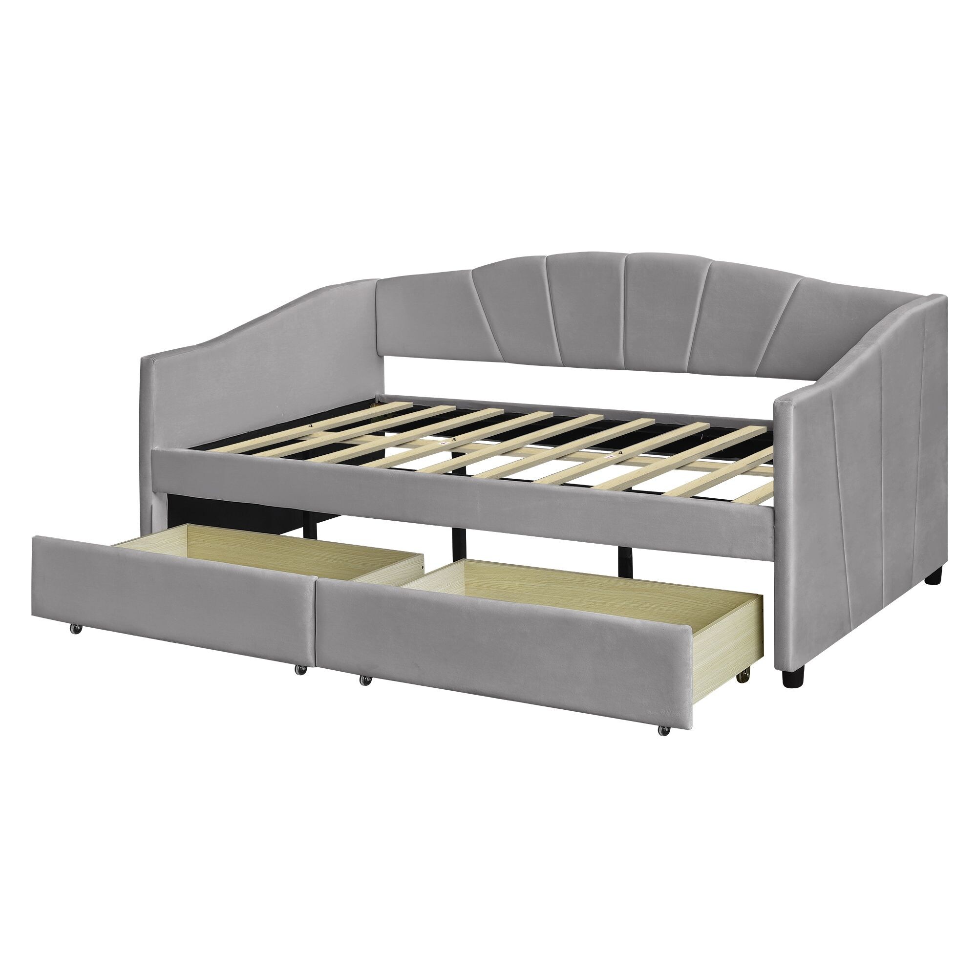 Yiekholo Grey Twin Upholstered Daybed with Storage in the Beds ...