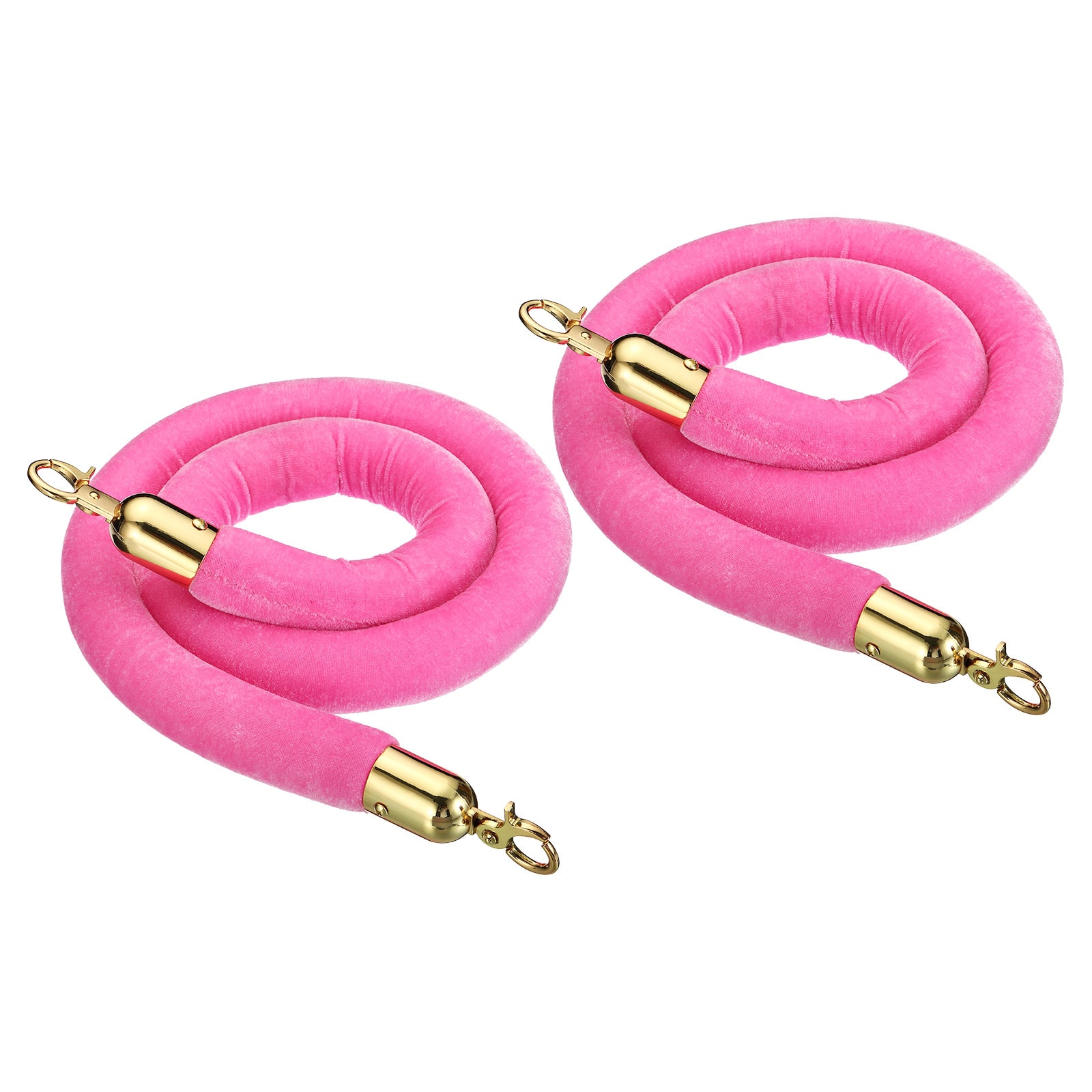 Unique Bargains Velvet Queue Barrier Rope 4Ft Light Pink with Golden Snap Hooks for Crowd Control 2pcs #S26011900UX1352