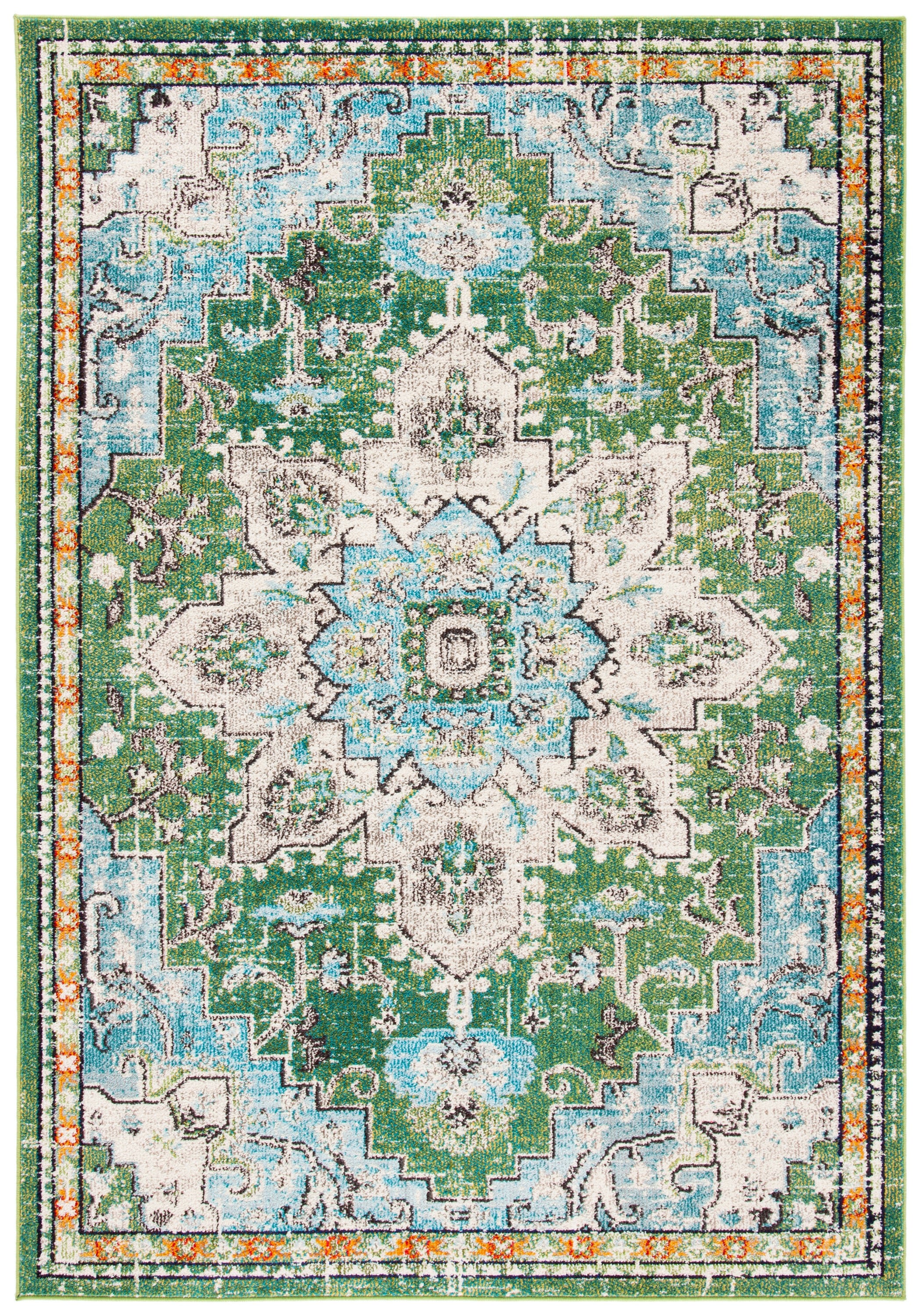 Madison 6' x 9' Green Turquoise Synthetic Area Rug