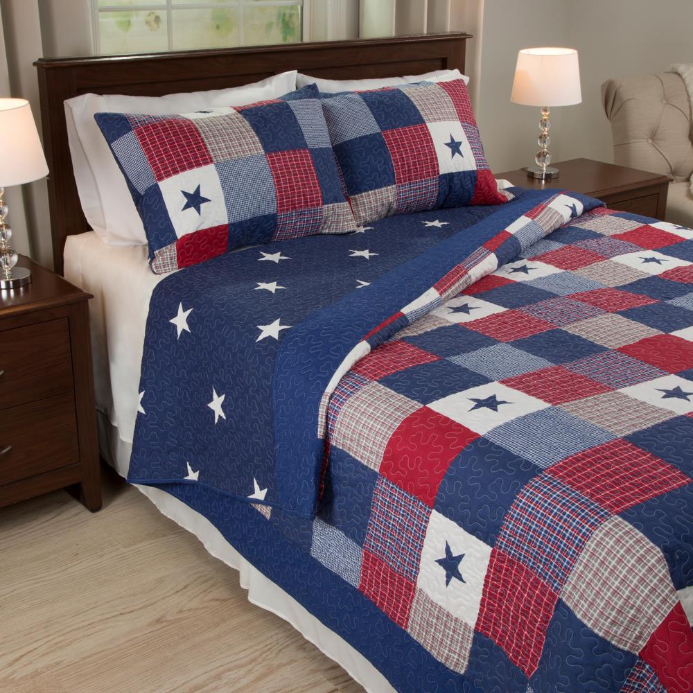 Blue King Quilt Set In The Bedding Sets, Red White And Blue Bed Comforter