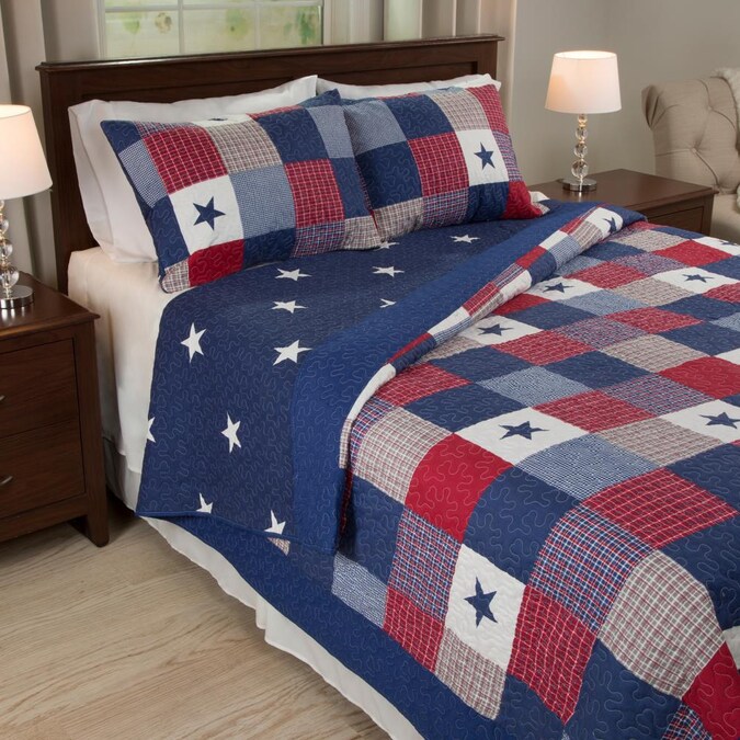 Blue King Quilt Set In The Bedding Sets, Red And White King Size Bedding