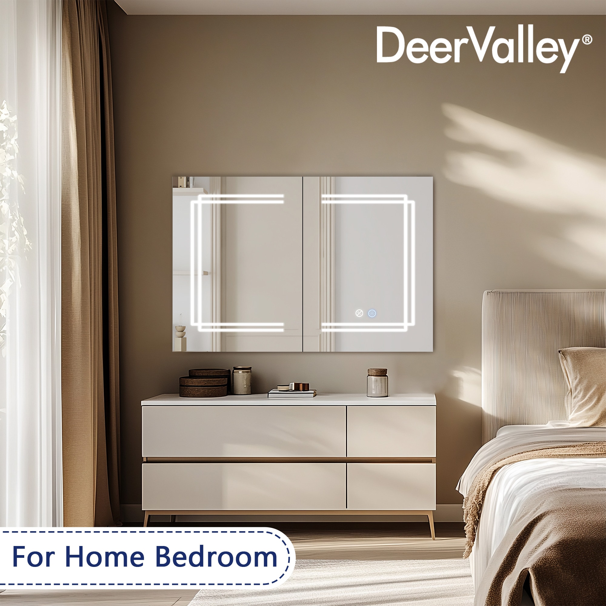 Silver Aluminum LED Medicine Cabinet with Mirror and Bluetooth Speaker