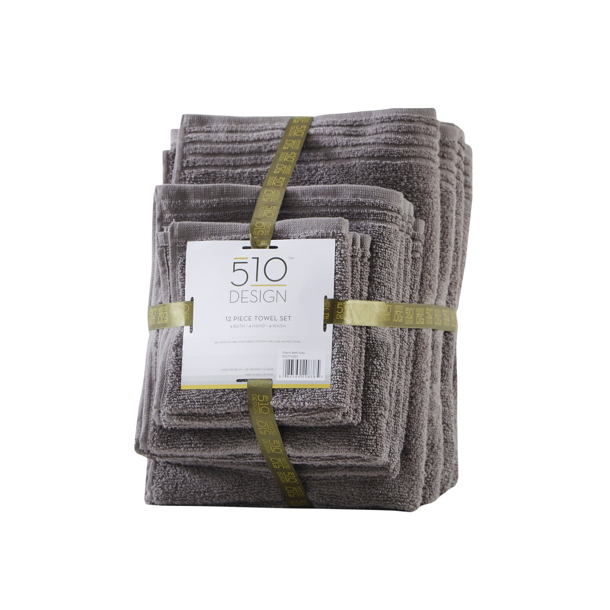 Gray Cotton Quick Dry 12-Piece Bath Towel Set