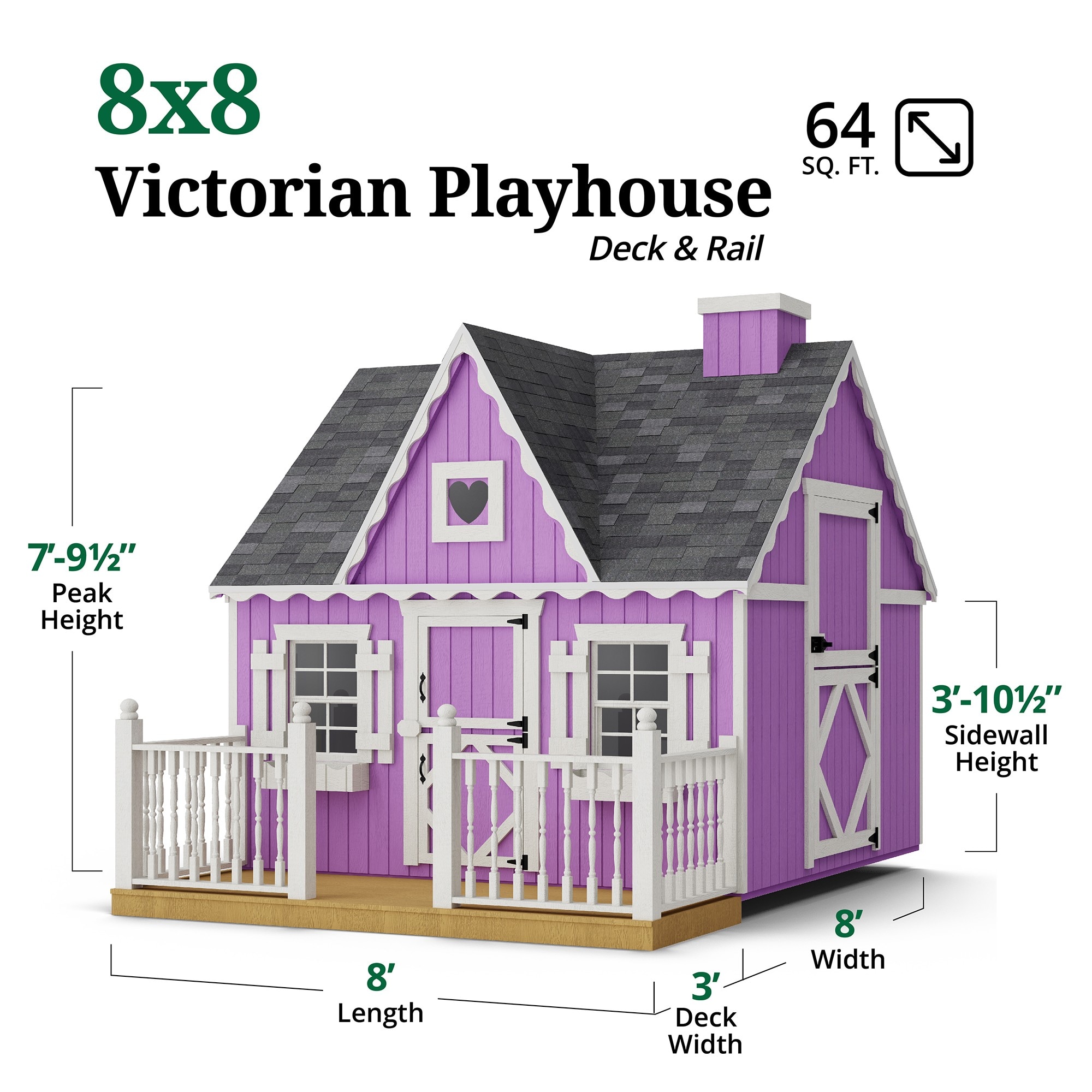 Little Cottage Co 8X8 VP-PNK-FK-DR-LFT playhouses - View #3