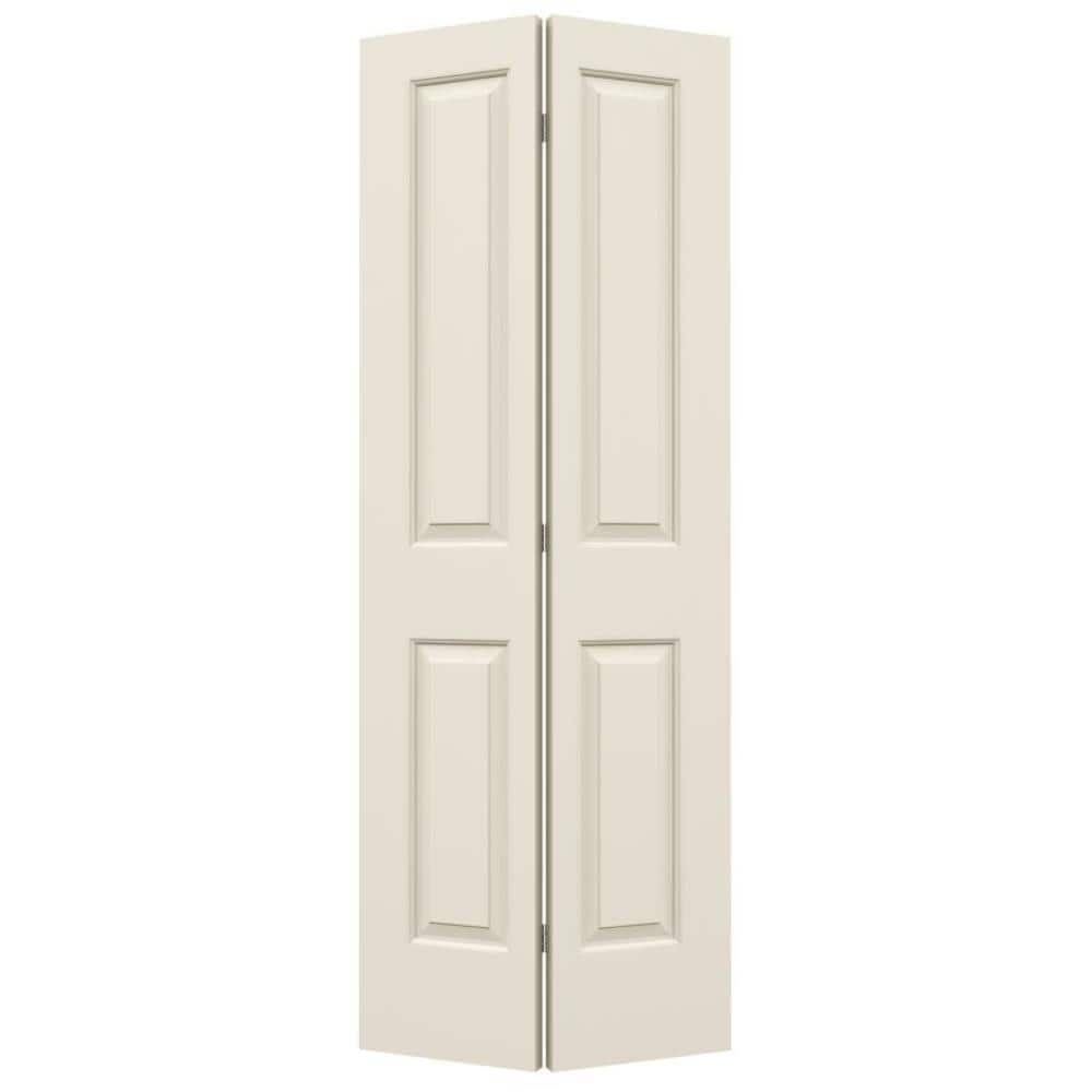 Cambridge 30-in x 80-in 2-panel Square Hollow Core Primed Molded Composite Bifold Door Hardware Included in Off-White | - JELD-WEN LOWOLJW160000099
