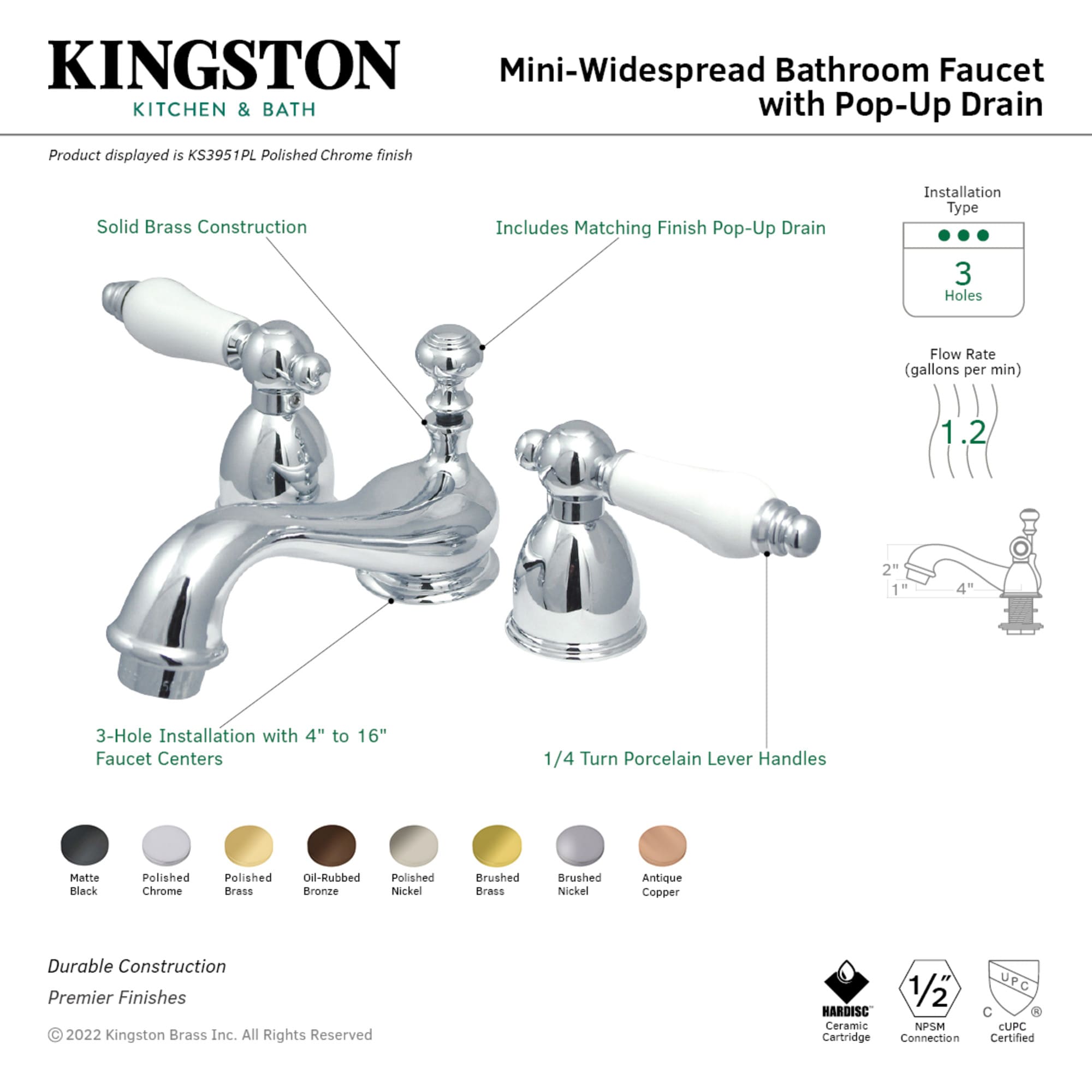 Kingston Brass WLKS3951PL Lavatory-Faucets - View #2