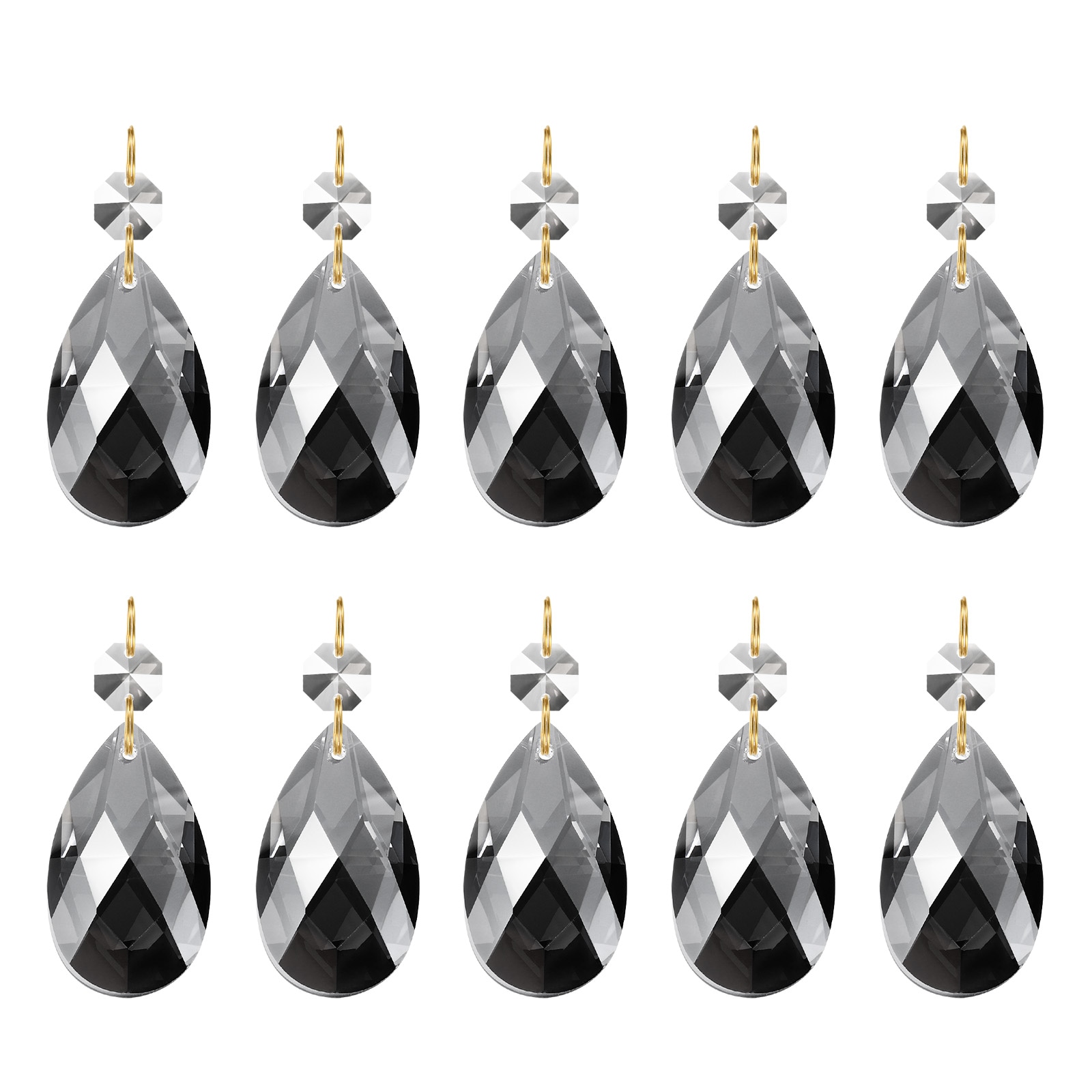 PATIKIL Teardrop Crystal Chandelier Pendants Beads 10pcs 60mm Length 38mm Chandelier Prisms Parts Ornaments Hanging Beads for DIY Arts Crafts Decoration Electroplating Gray