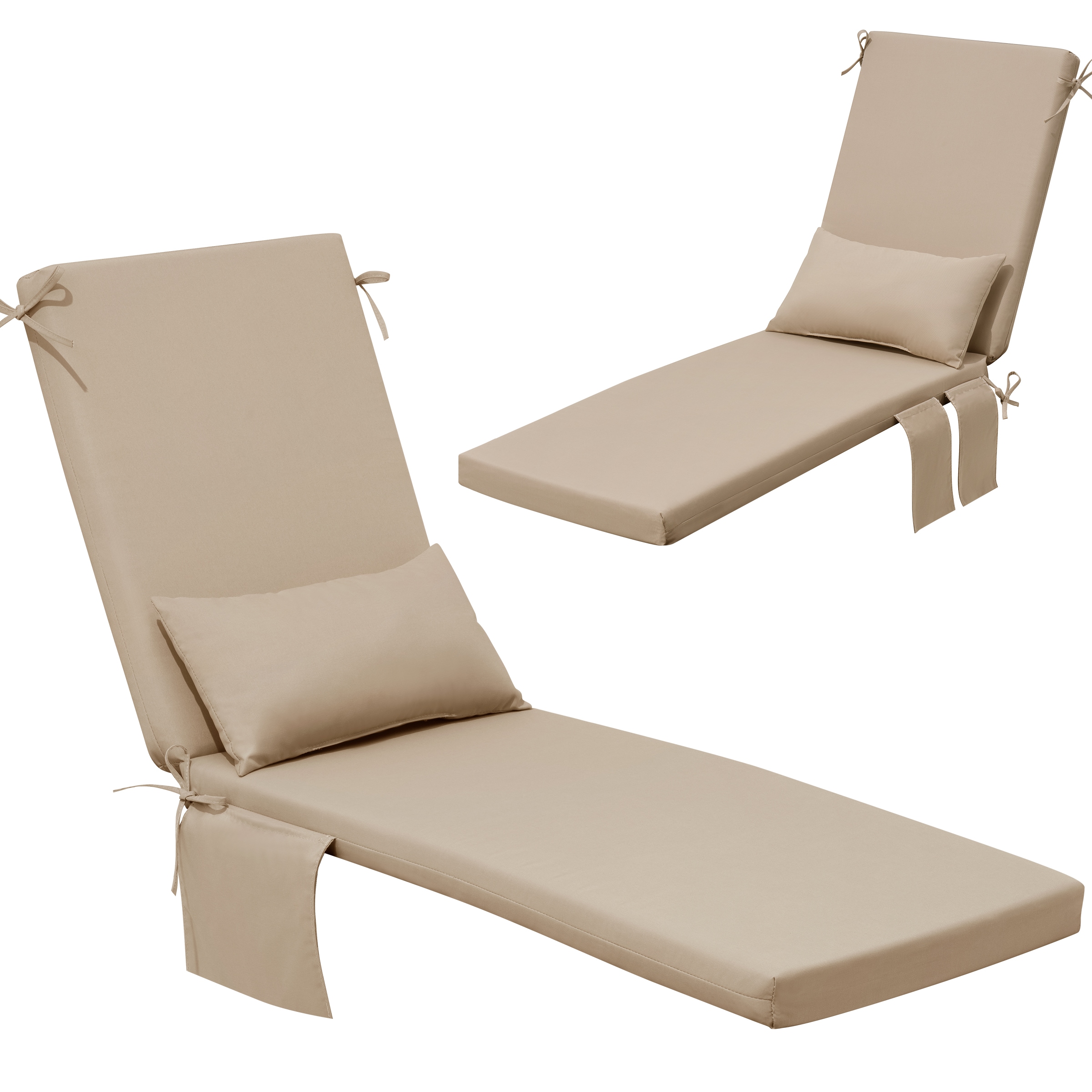 Crestlive Products CL-CU113BEI80-2 50-in x 23-in 2 -Piece Beige Patio chaise lounge chair cushion