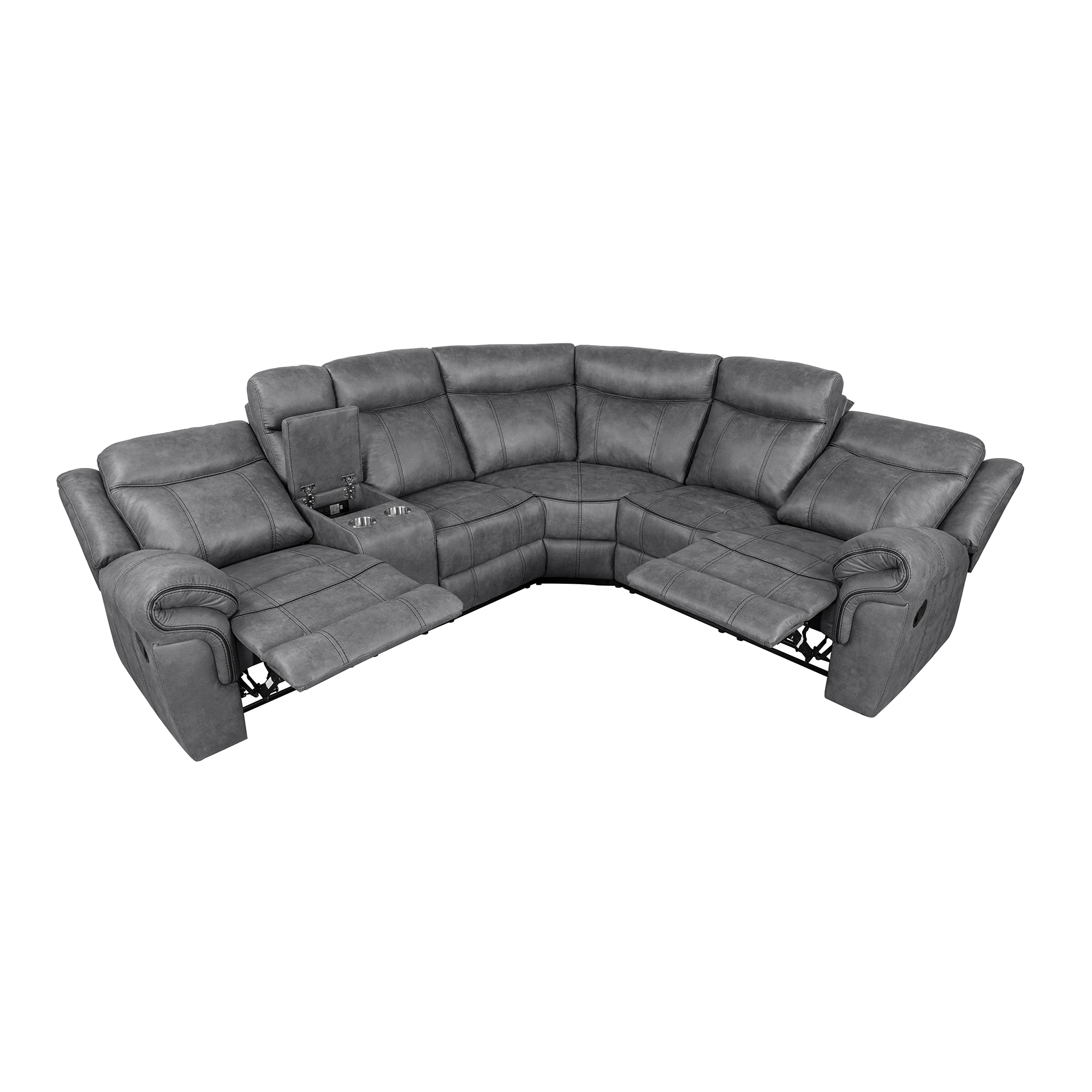 Clihome Recliner sofa Modern 3-Piece Polyester/Polyester Blend Gray ...