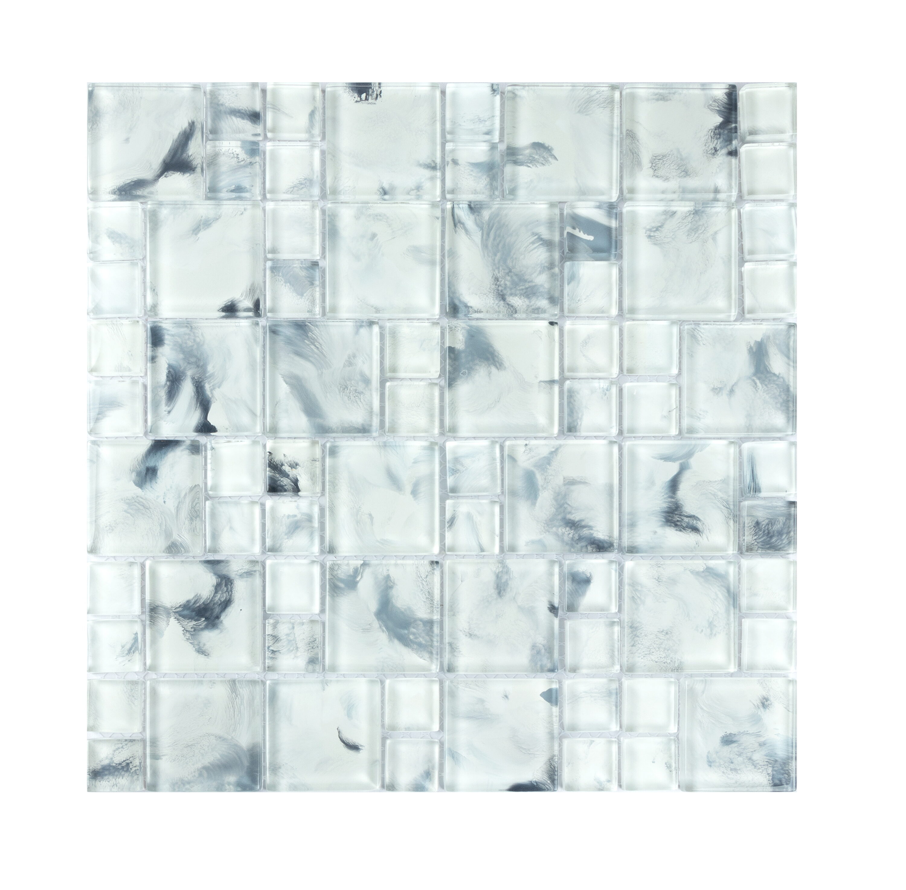 WS Tiles WST-X27 Swimming Pool Series Frozen Lake 12-in x 12-in Hand-painted Glass Versailles Mosaic Tile (5-sq. ft/ Carton)