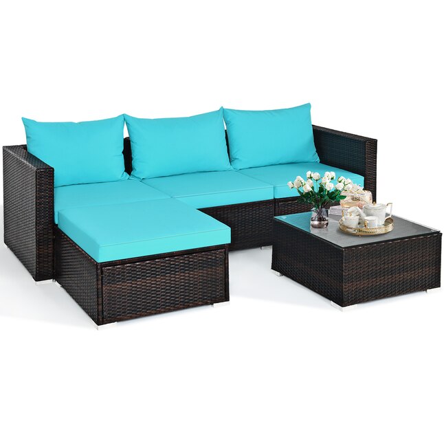 Goplus Wicker Outdoor Sectional With, Wicker Patio Sectional Furniture Set
