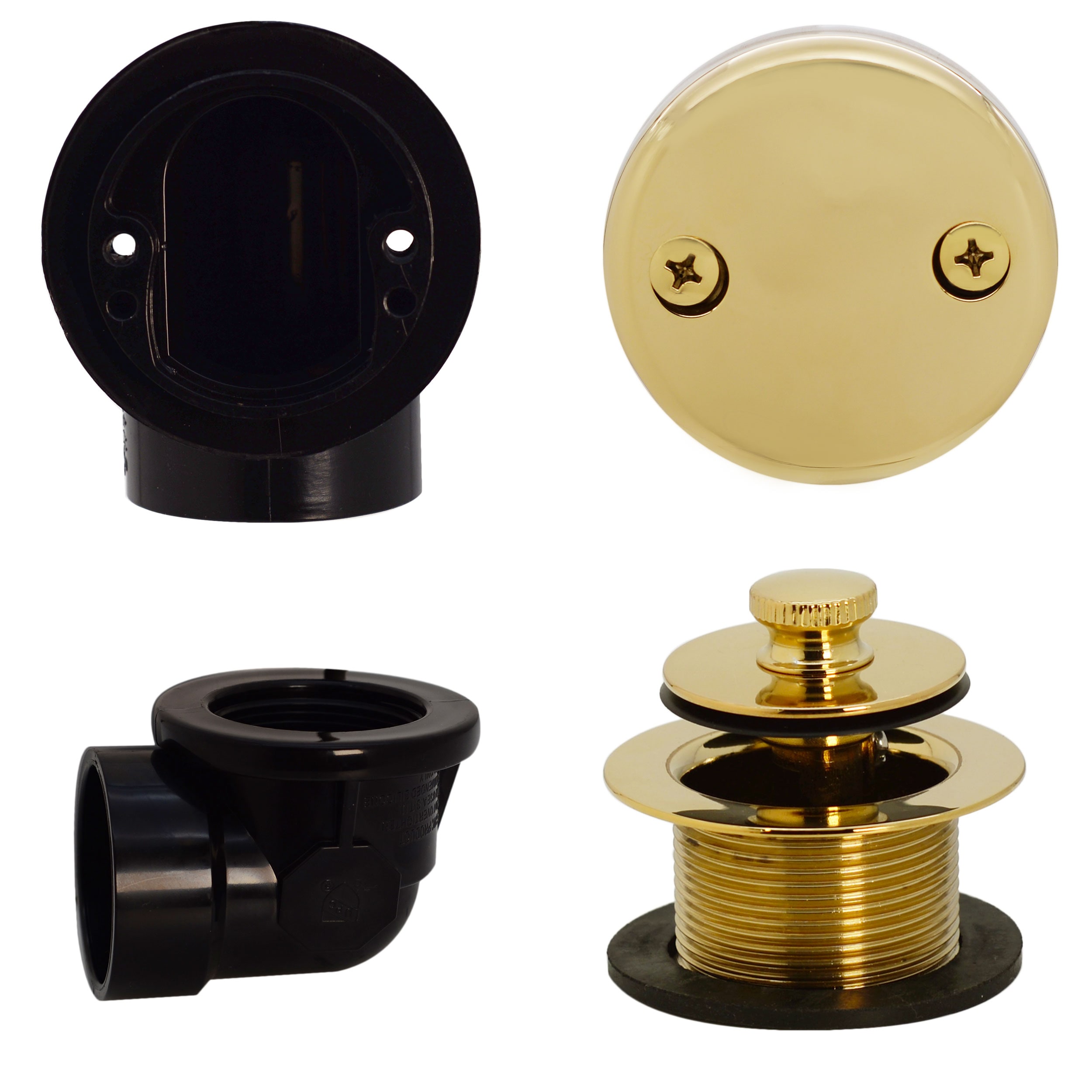 WESTBRASS D544-01 Twist and Close Sch. 40 Abs Plumber's Pack with Two-hole Elbow In Polished Brass
