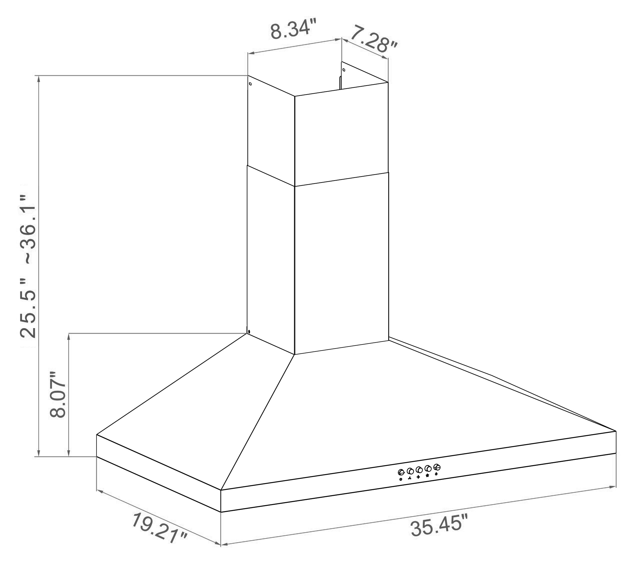 Winflo LRW03C36 Wall-Mounted-Range-Hoods - View #7