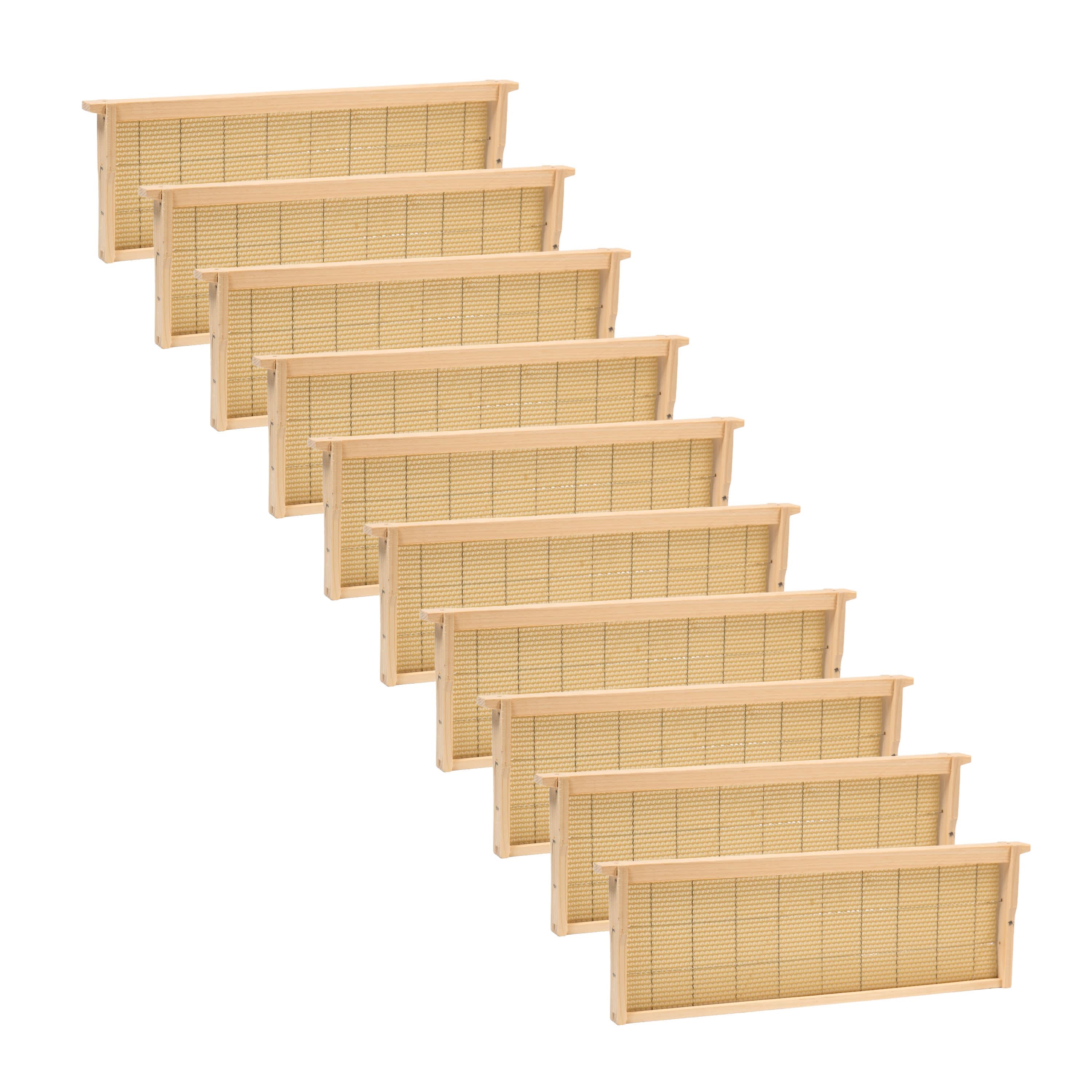 Lehman's Lehmans Beekeeping Beehive Frame with Wired Beeswax Foundation - Medium Assembled Honey Bee Hive - Amish Made Set of 10