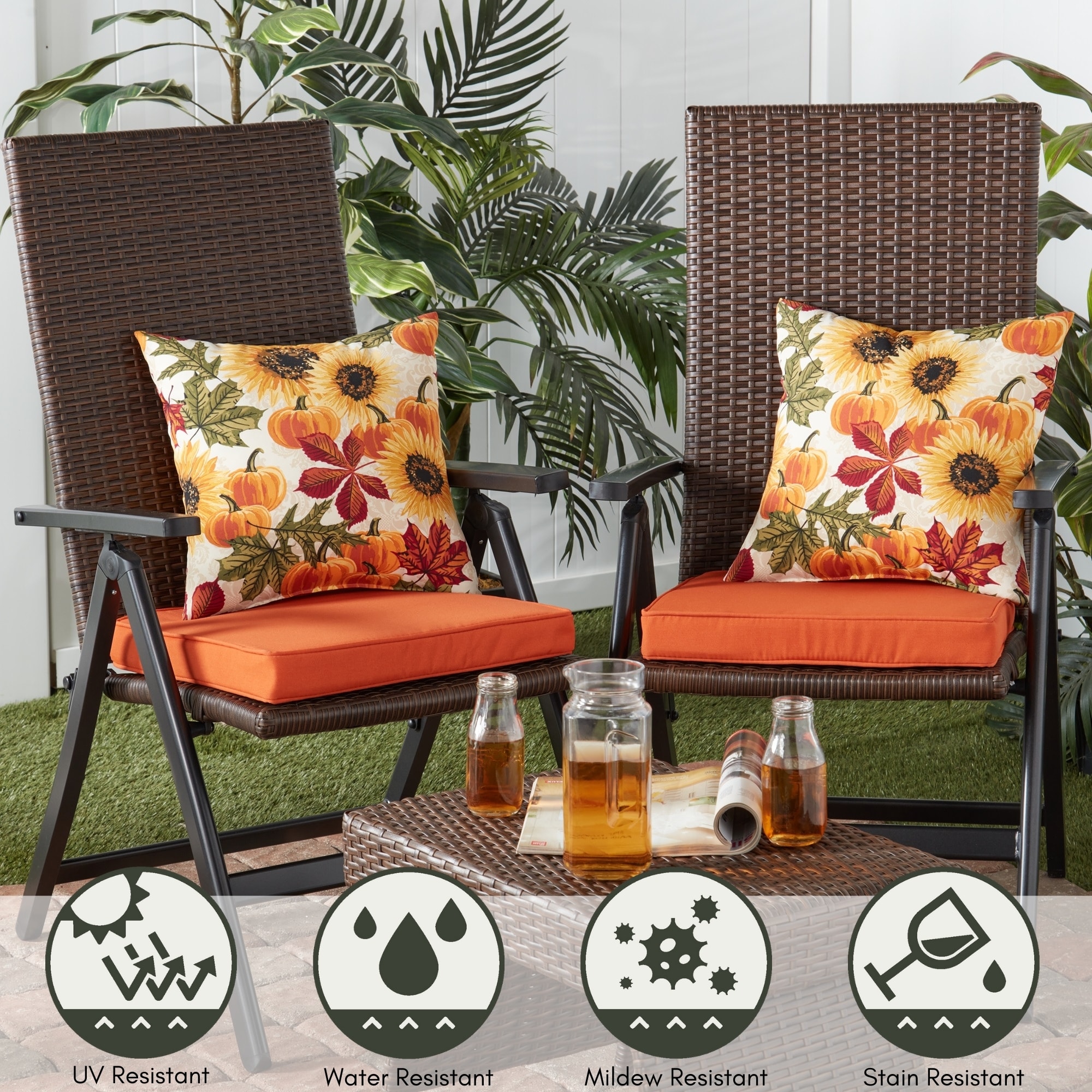 Greendale Home Fashions OP1100S2-RUST Patio-Furniture-Cushions - View #5