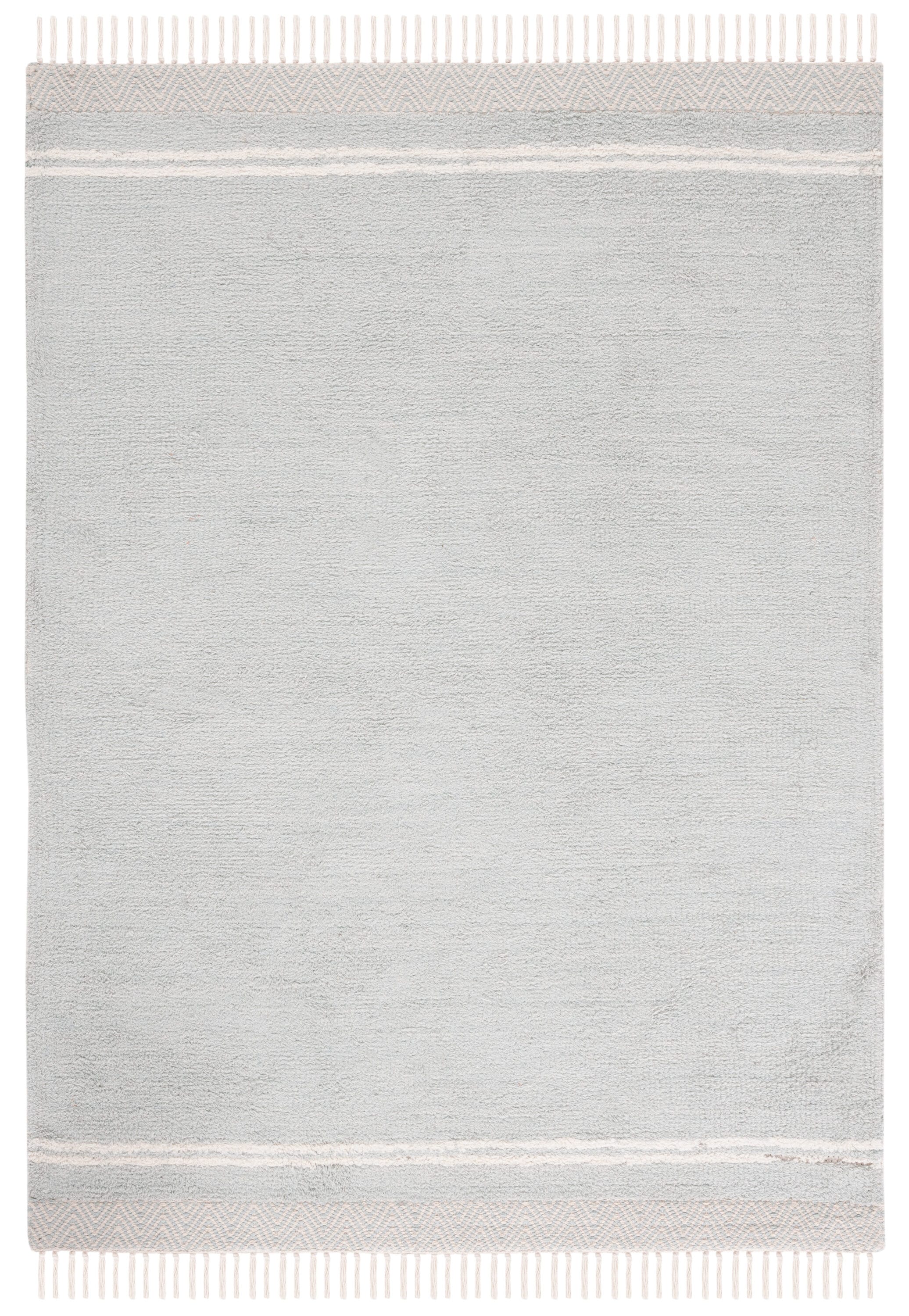Classic Elegance 3' x 5' Light Blue & Ivory Hand-Knotted Area Rug