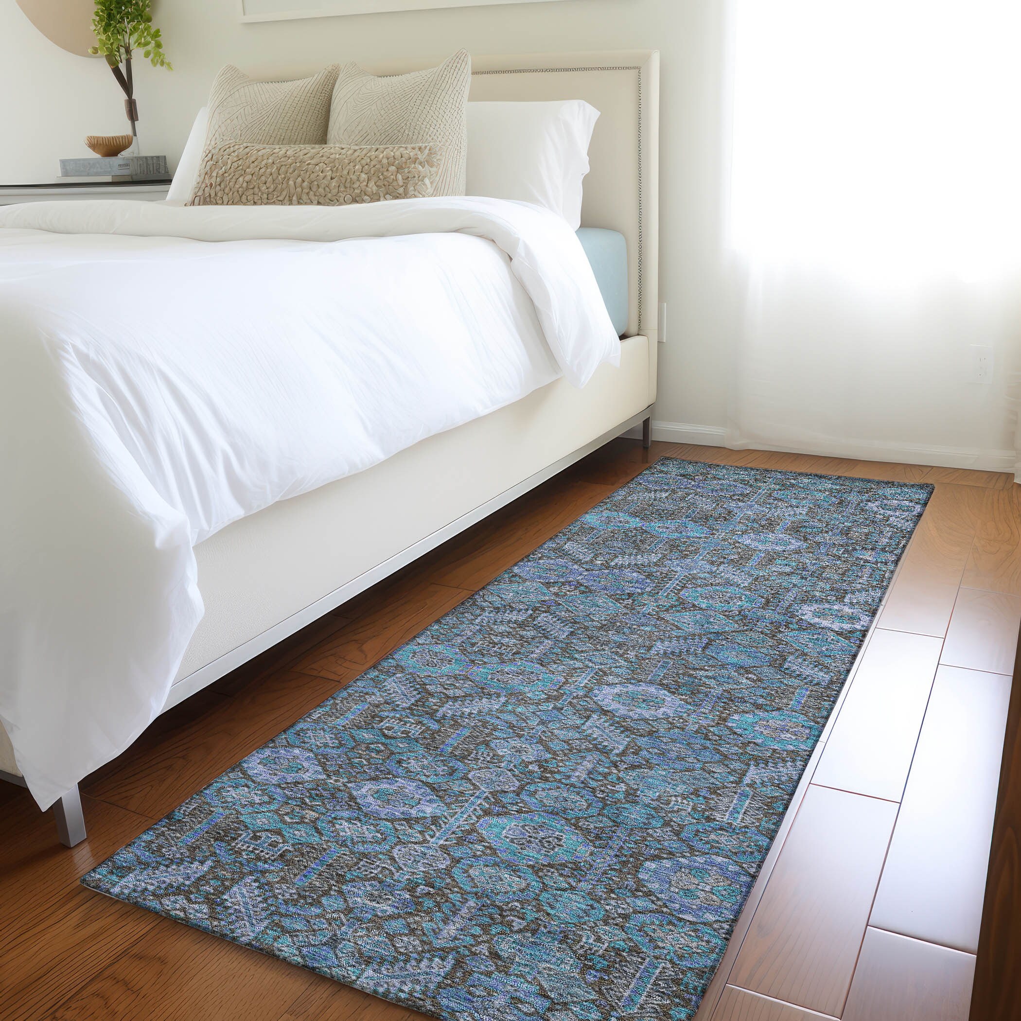 Addison Rugs ACN574TE2X8 Chantille ACN574TE 2 x 7 (ft) Polyester Teal Rectangular Indoor/Outdoor Geometric Bohemian/Eclectic Machine washable Area rug