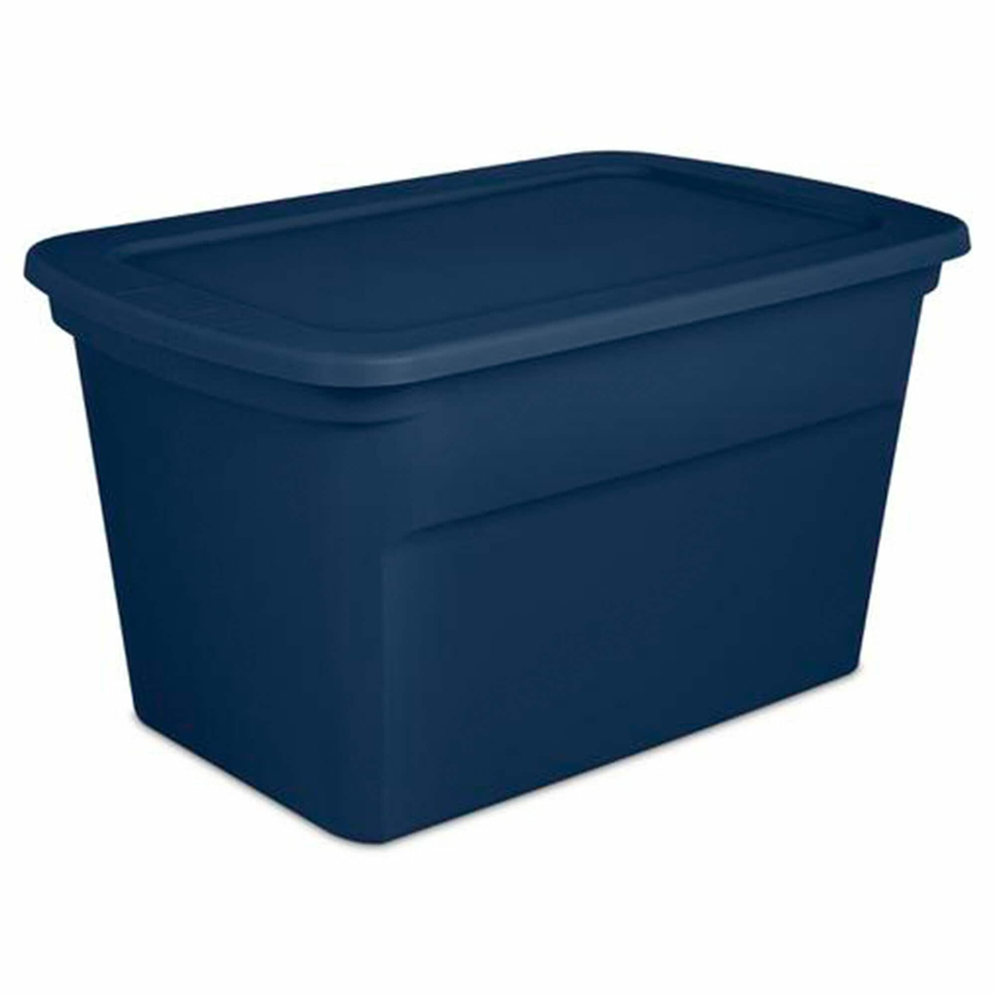 Sterilite Classic Lidded Stackable 30 Gal Storage Tote Container, Blue, 24  Pack 