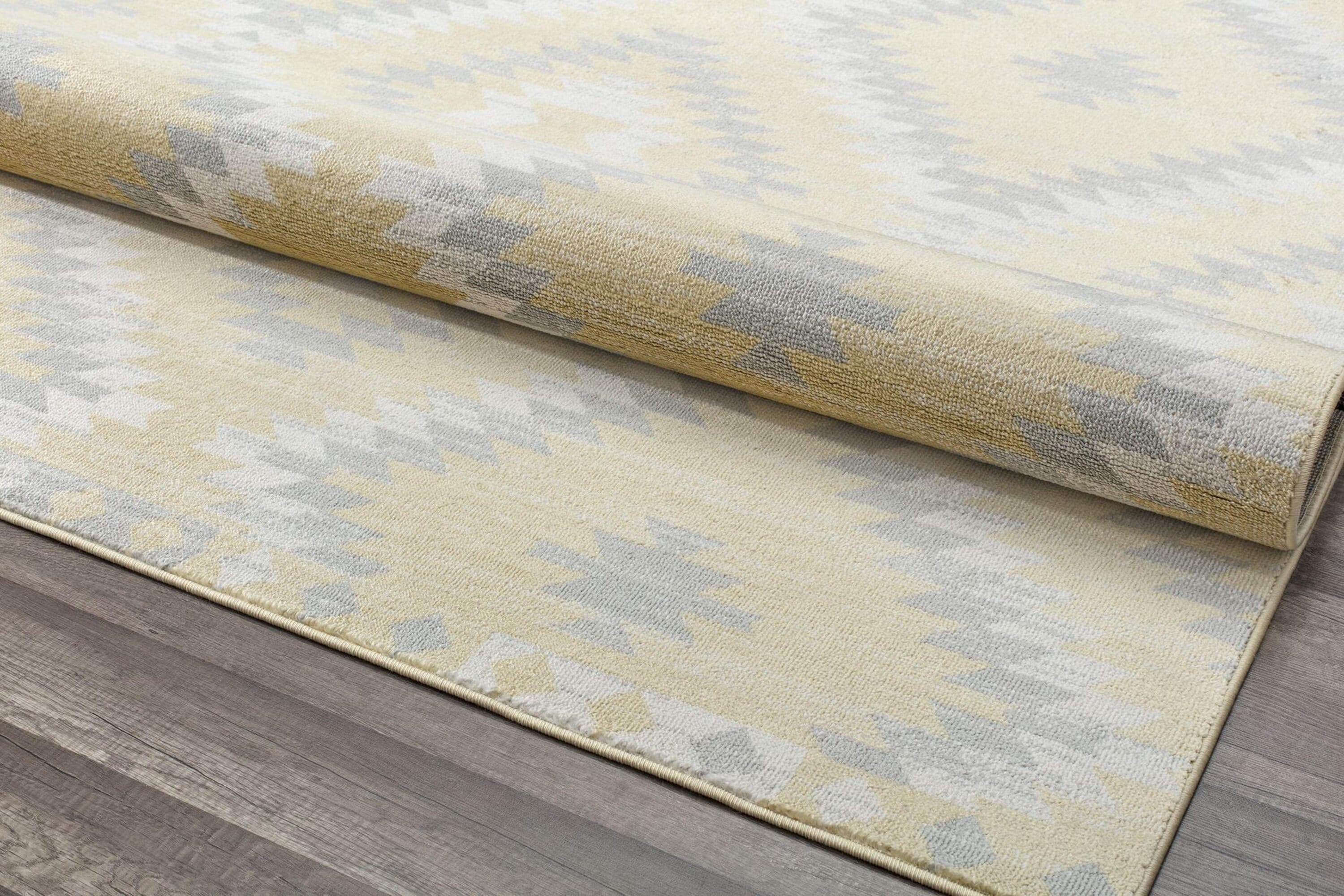 Sunflower Yellow and Gray Synthetic Area Rug, 2' x 4'