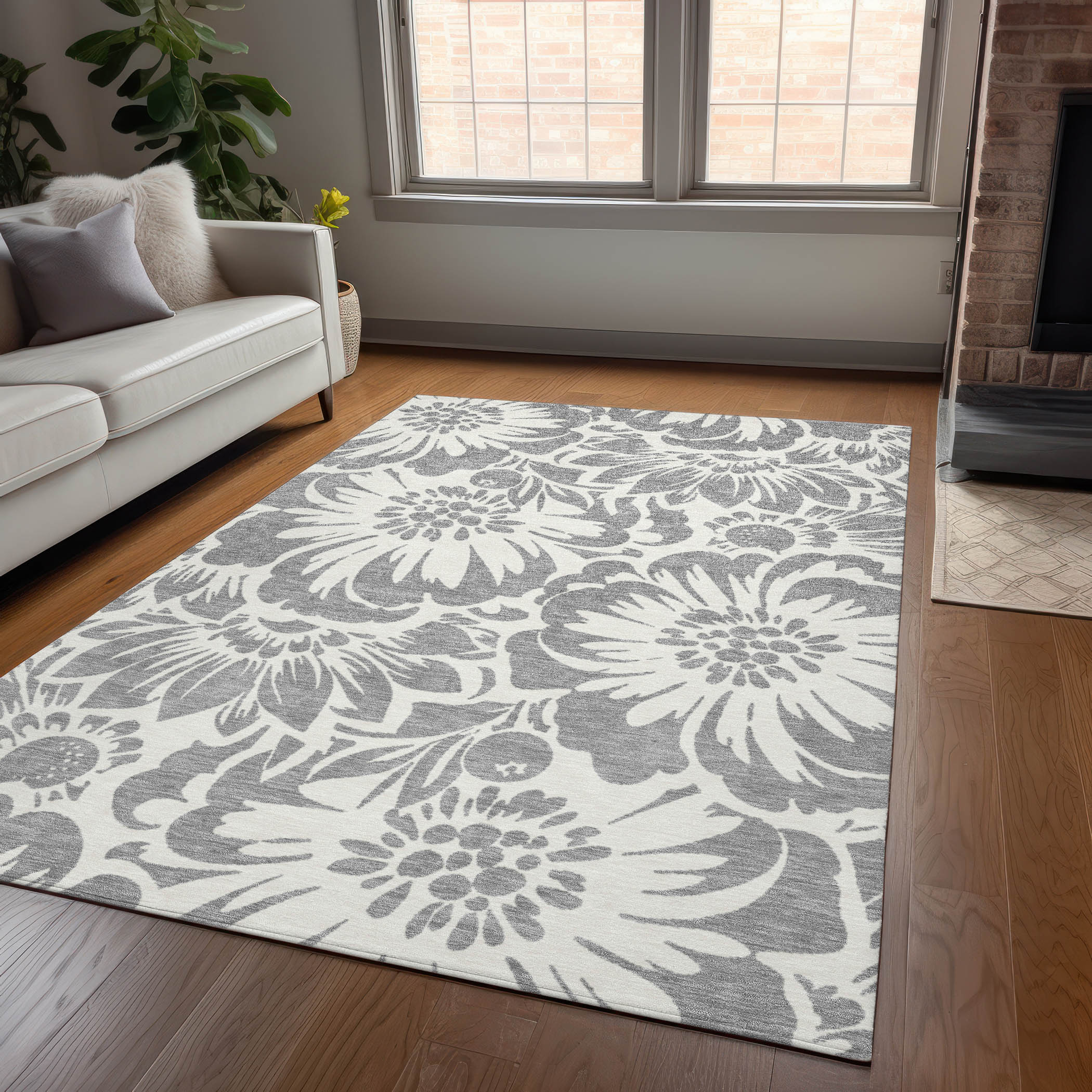 Addison Rugs ACN551GY30X46 Chantille ACN551GY 2 x 3 (ft) Polyester Gray Rectangular Indoor/Outdoor Geometric Farmhouse/Cottage Machine washable Area rug