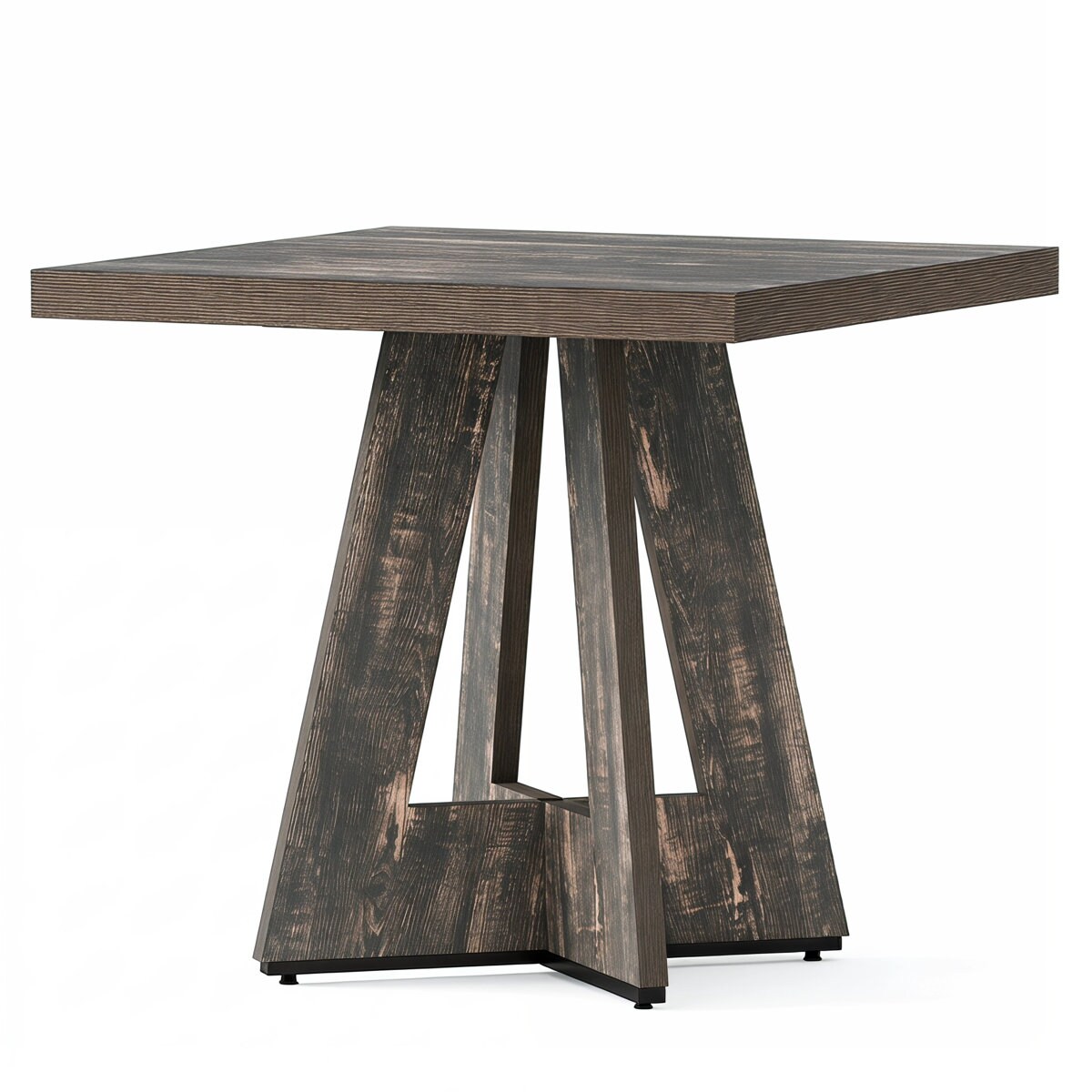 Slickblue Modern Natural/Dark Gray Square 31.5 in L x 29.53 in H Dining Table with Engineered Wood Base and Seats Upto 4 People for Dining Room or Kitchen