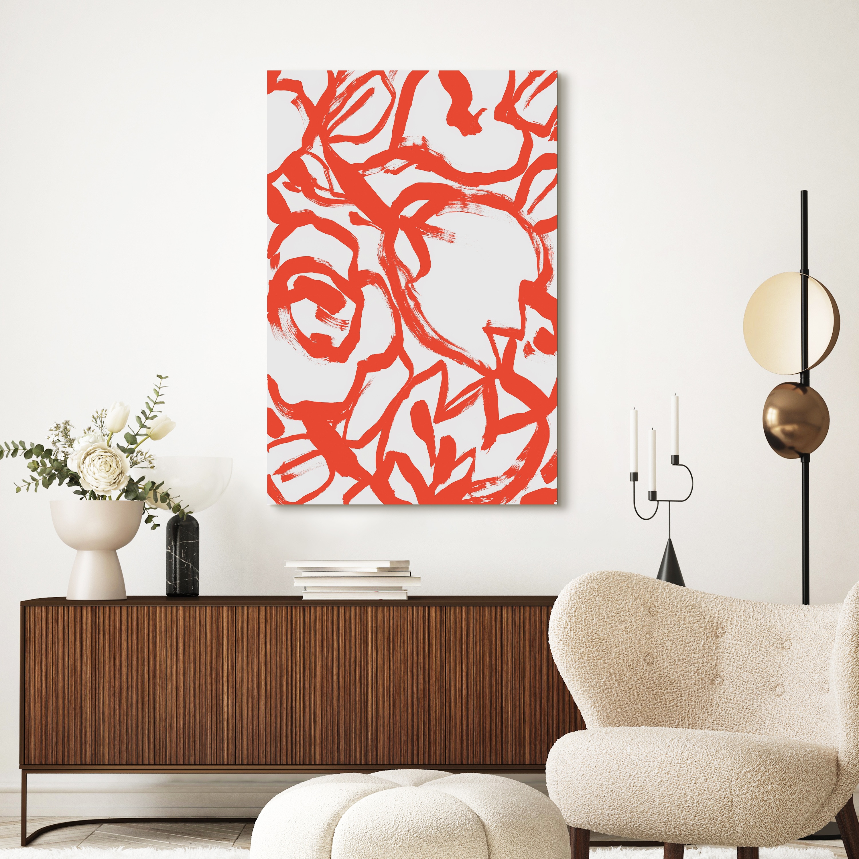 Scarlet Blooms Red Floral Tempered Glass Wall Art Set
