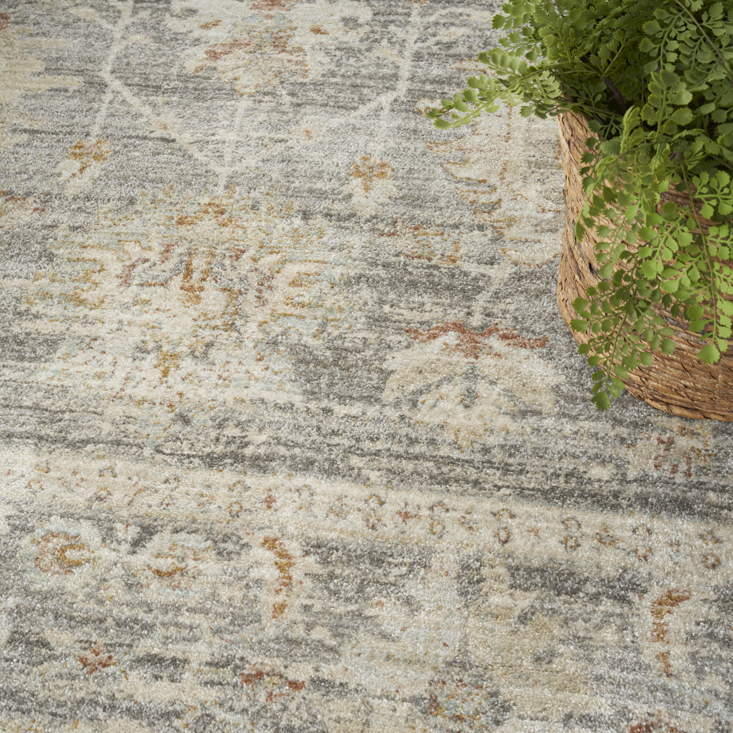 Gray 8' x 10' Vintage Synthetic Persian Area Rug