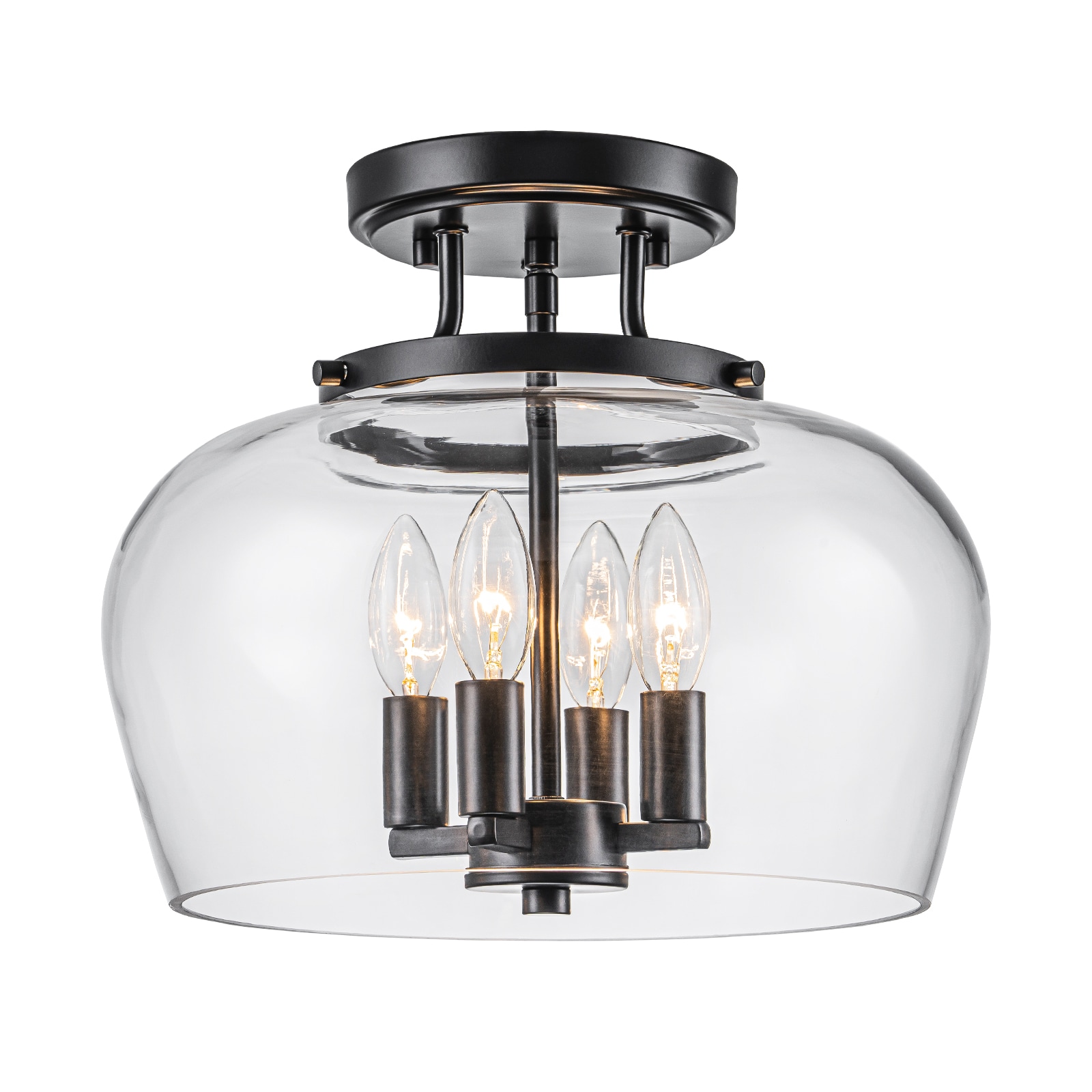 EDISLIVE Y81010000067268 4 -Light 13.2-in Matte Black Semi Flush Mount Light
